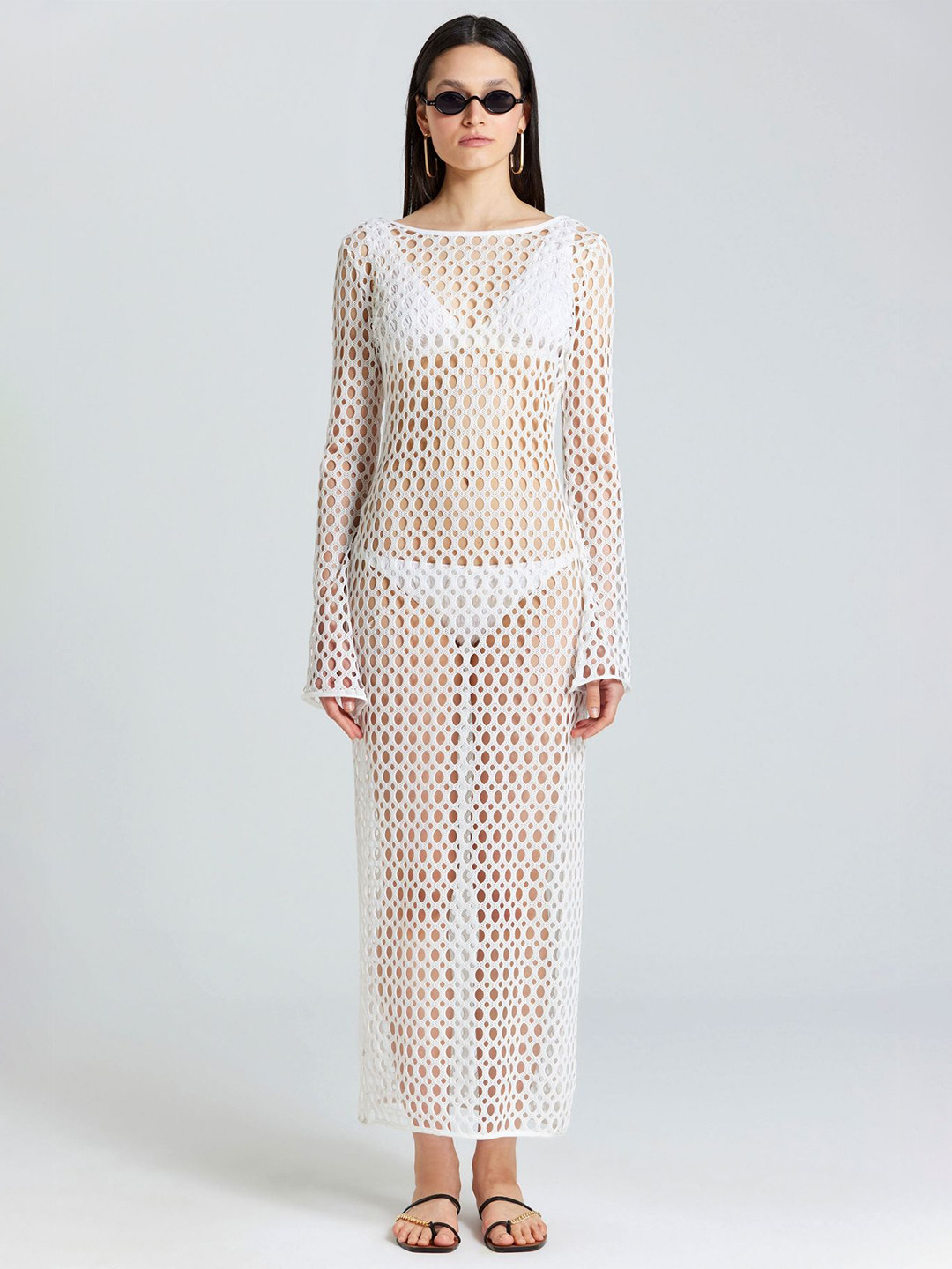 ZOMODA Solid Geometric Sheath Midi Dress