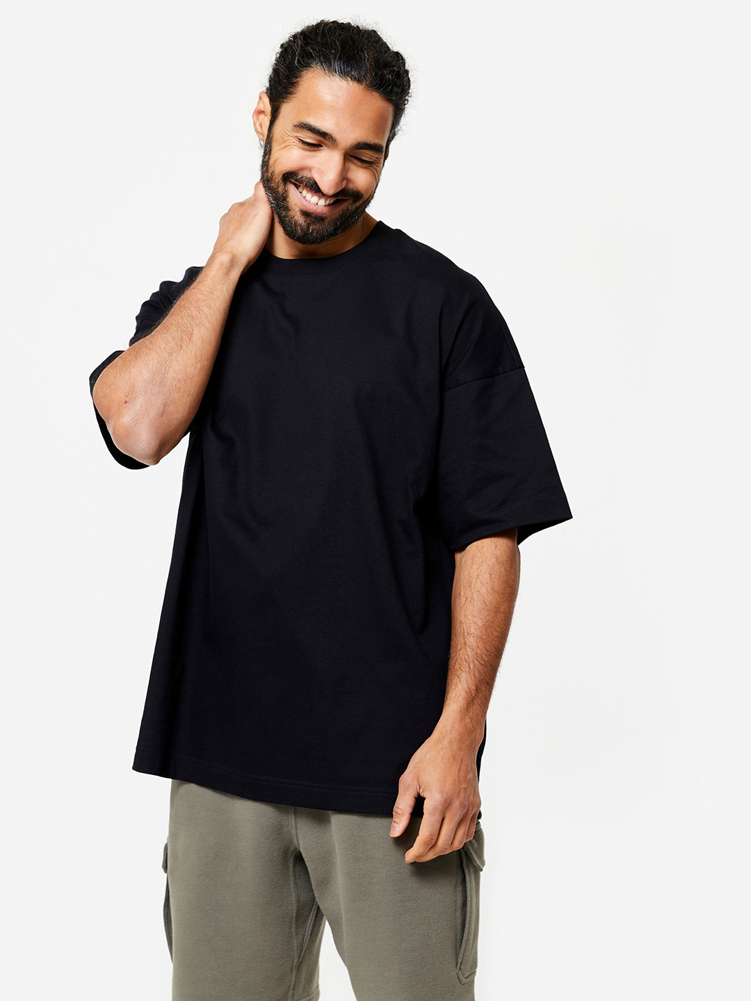 Decathlon DOMYOS - Men Cotton Black Short Sleeves Round Neck Tshirts