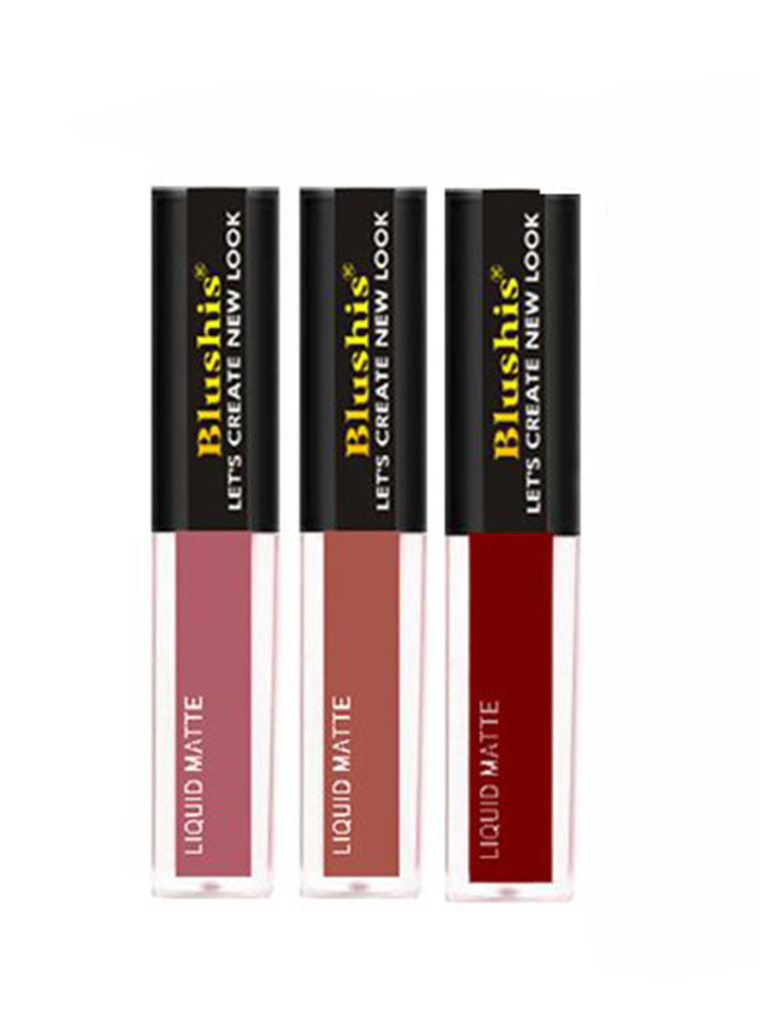 BLUSHIS Matte Edition Set Of 3 Long-Lasting Liquid Lipsticks - 3 ml Each - Pink-Nude-Red