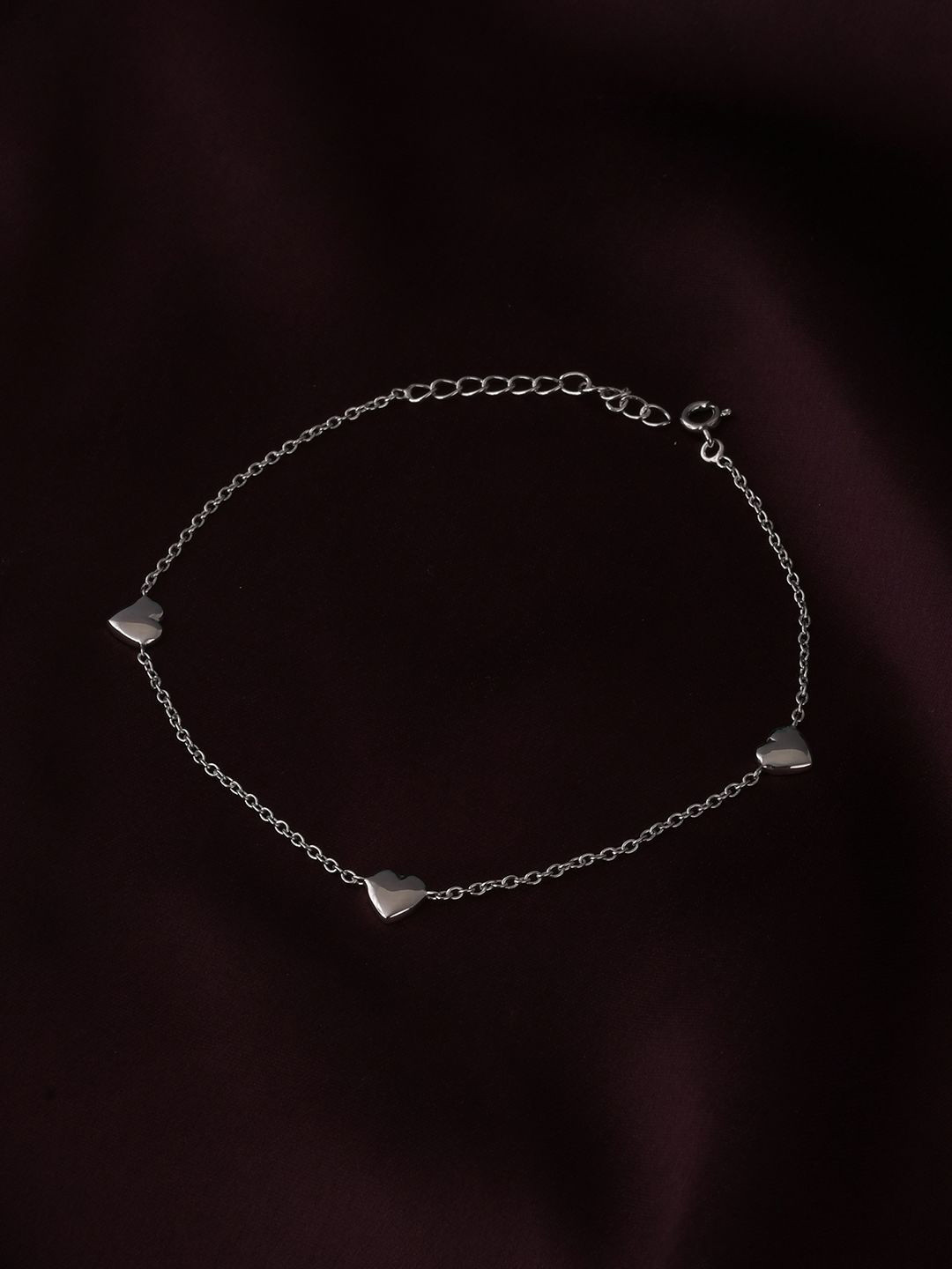 Whitehathi Silver Plated 92.5 Sterling Silver Heartfelt Elegance Anklet