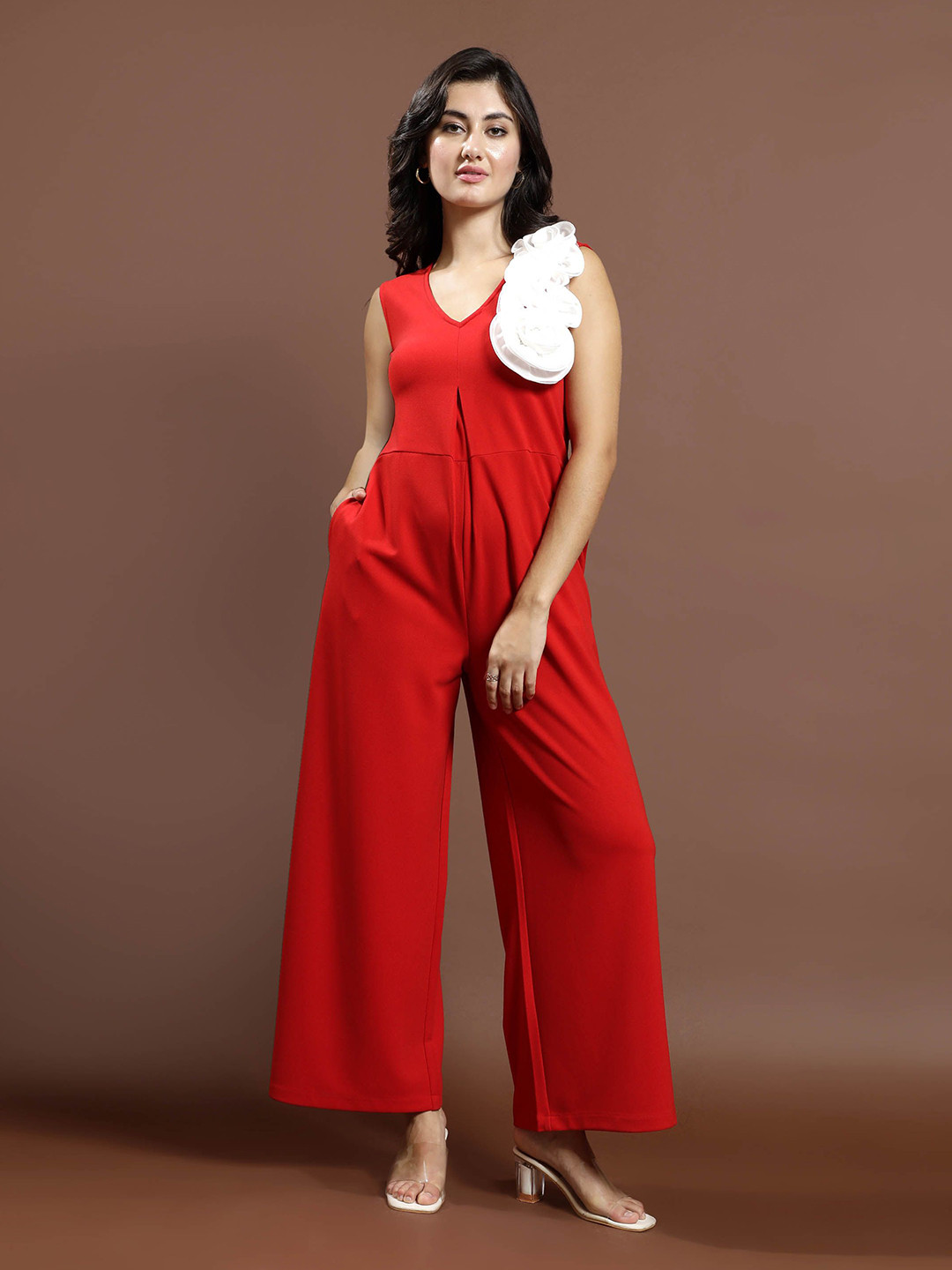 Athena Women's Basic Solid Sleeveless Jumpsuit