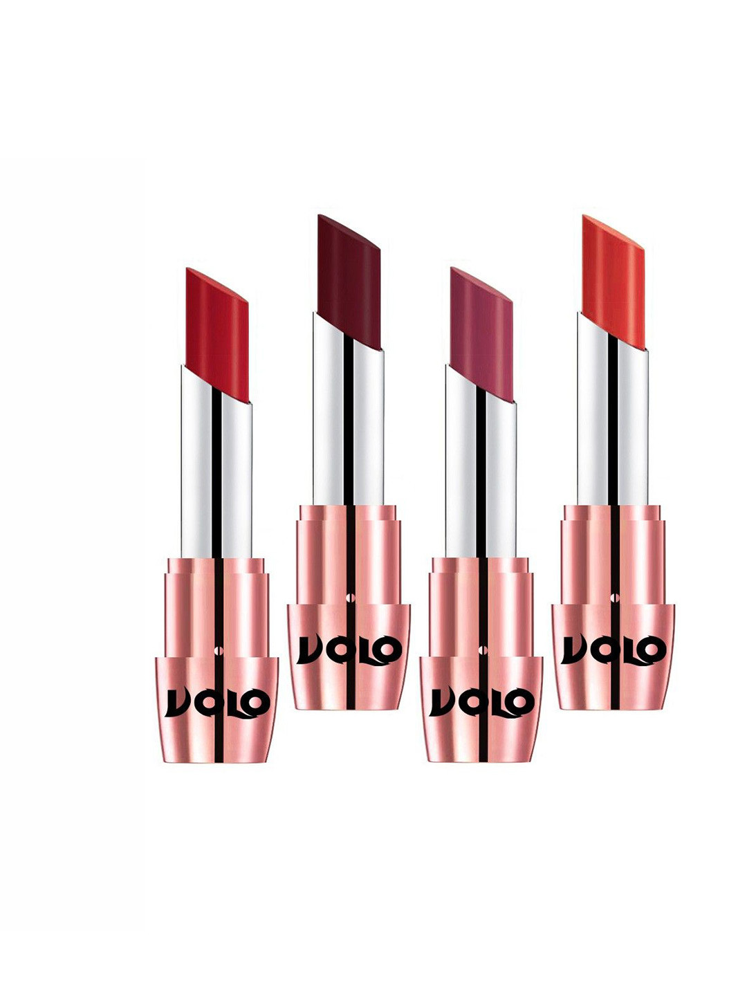 VOLO Set Of 4 Creme Matte Lipsticks - 3.5 g Each - Tomato Red-Cherry-Maroon-Orange
