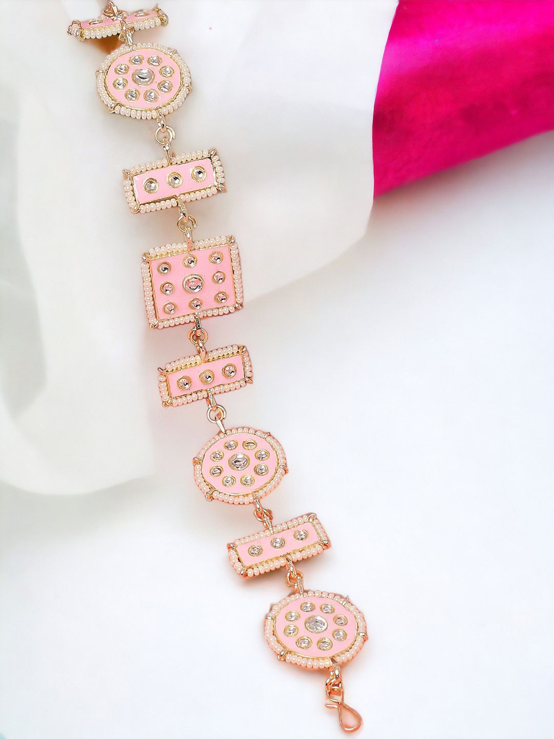 OOMPH Meenakari Enamel & Kundan Studded Head Chain Head Jewellery