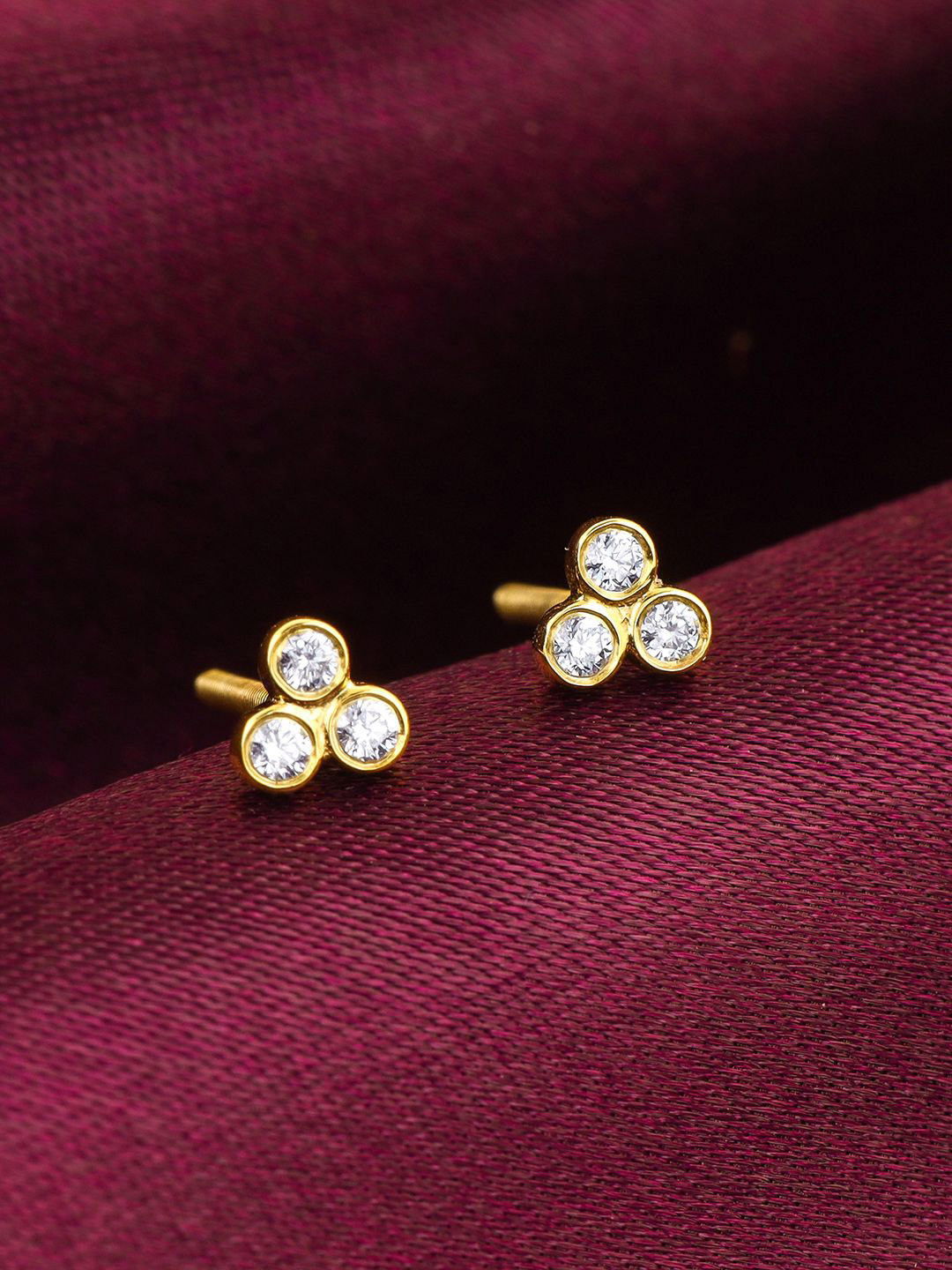 GIVA 14KT Trifecta Diamond Earrings-0.662 gms