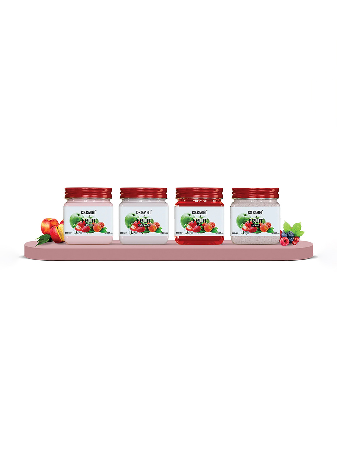 DR.RASHEL Set Of 4 Fruit Cream, Face Pack, Gel & Scrub 380 ml Each