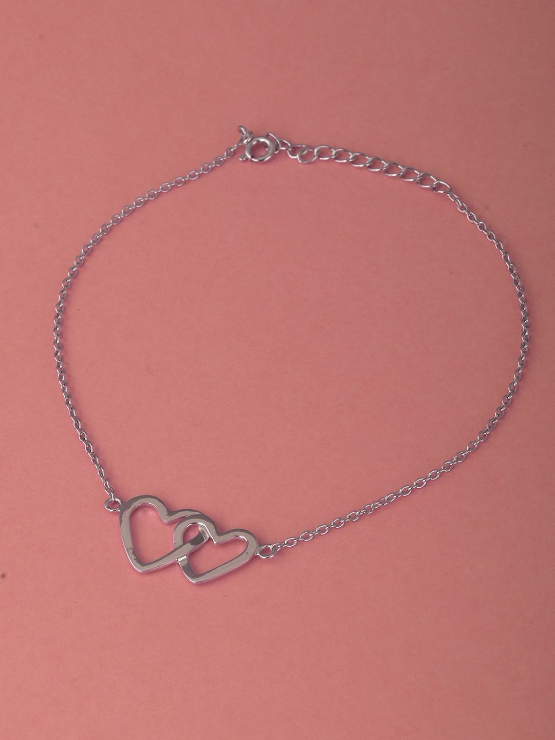 Whitehathi Silver Plated 92.5 Sterling Silver Entangle Heart Anklet