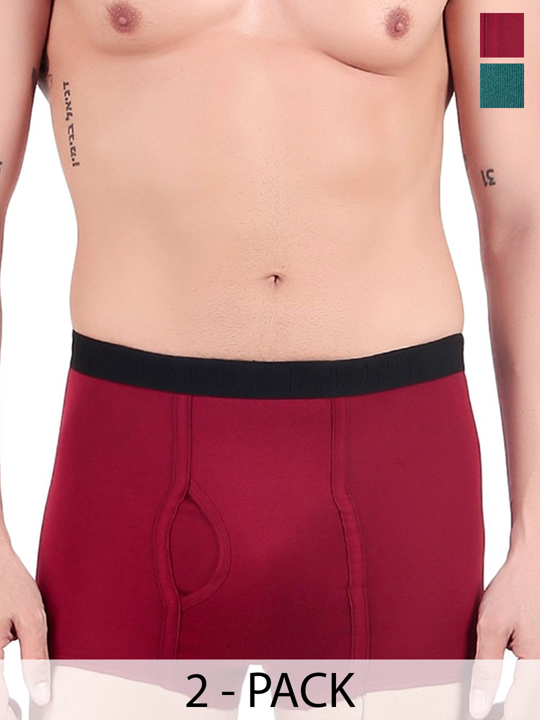 inner element Pack Of 2 Pure Cotton Trunks MINI_TRUNK_Marun_Teal_PK2_XS