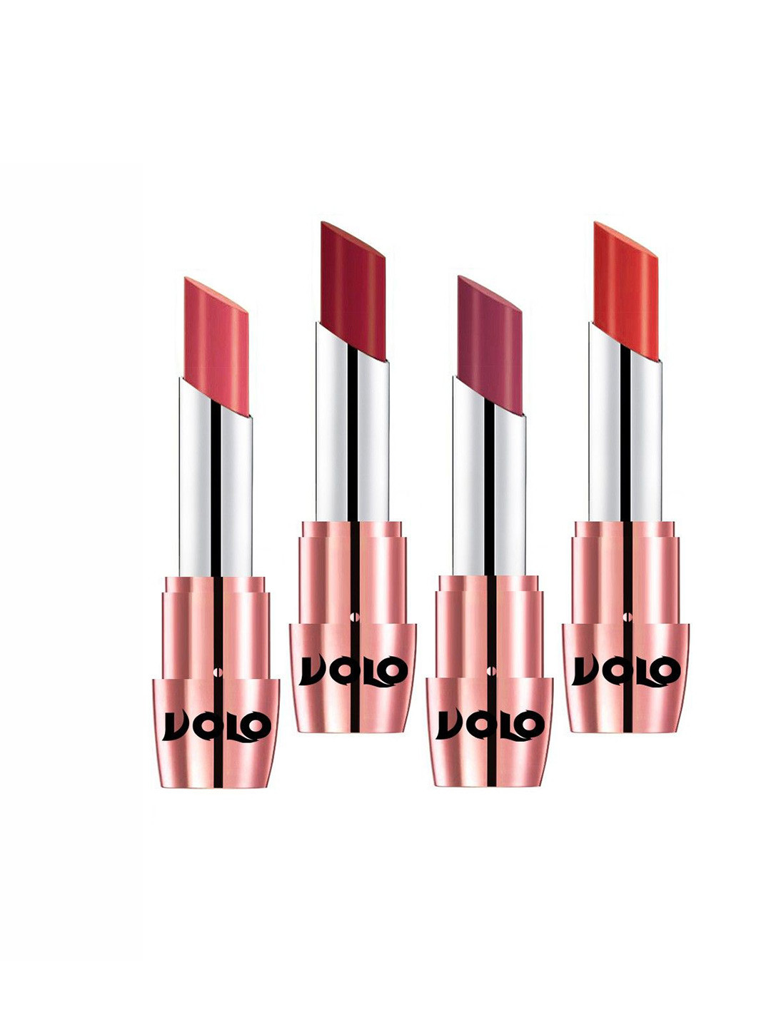 VOLO Set Of 4 Creme Matte Lipsticks - 3.5 g Each - Cherry-Red-Orange-Dark Peach