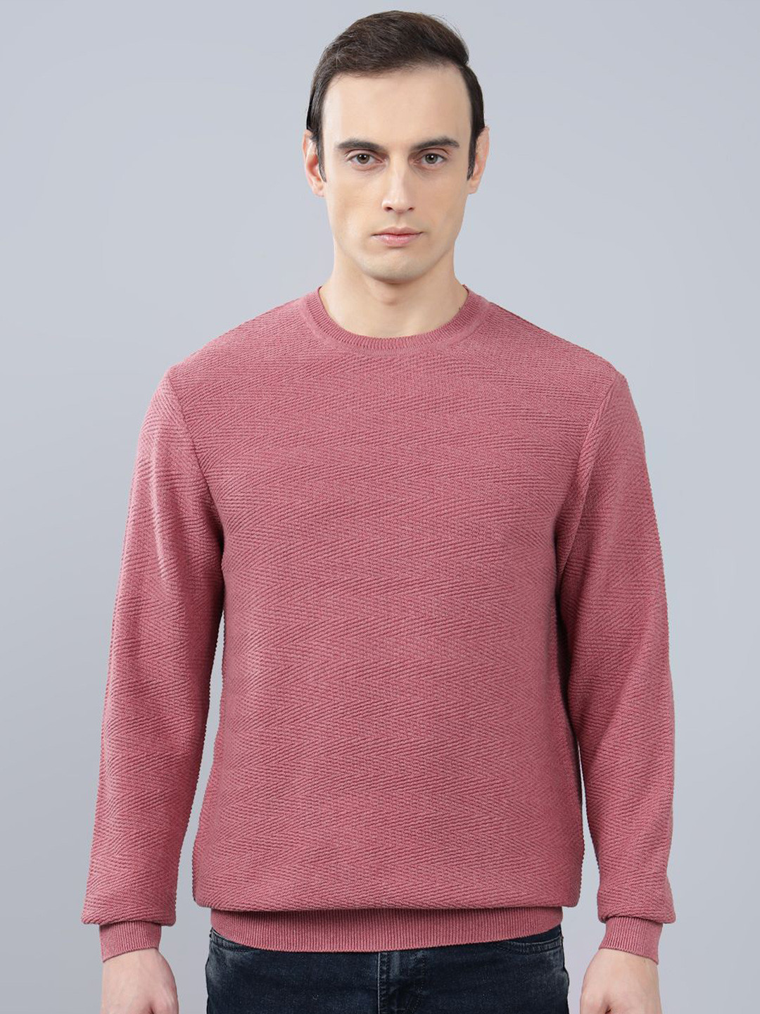 Cantabil Men Cotton Self Design Full Sleeve Pullover Sweaters