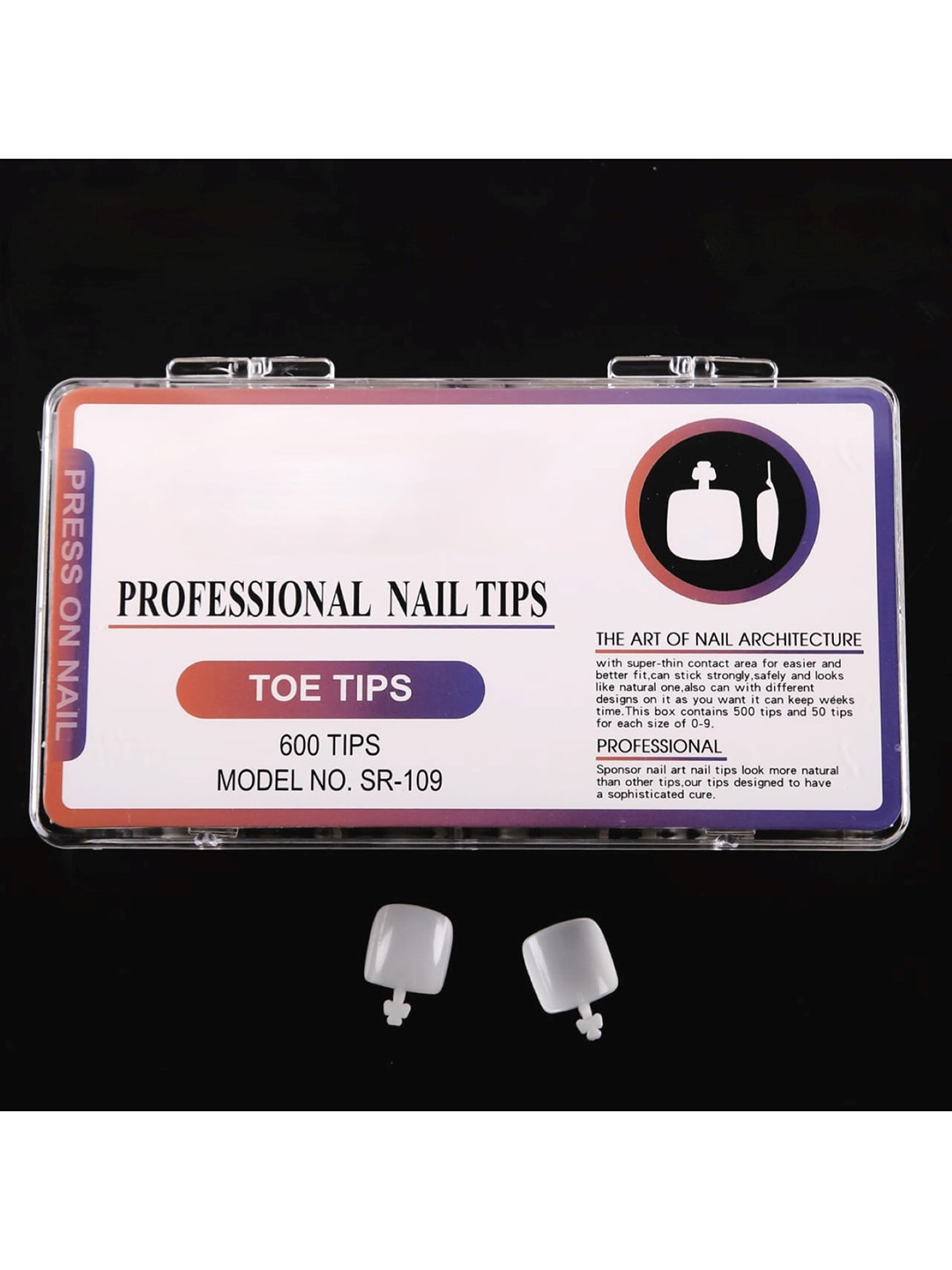 RANORE 600 Pcs Acrylic Press-On Toe Nail Extension Tips - White