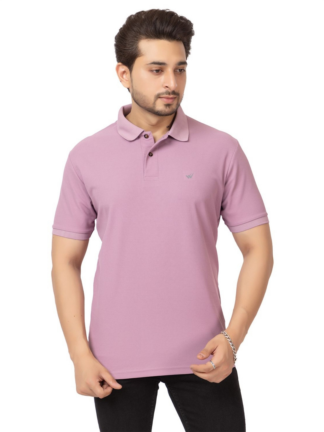 WILD COPS Men Solid Polo Collar Relaxed Fit T-shirt