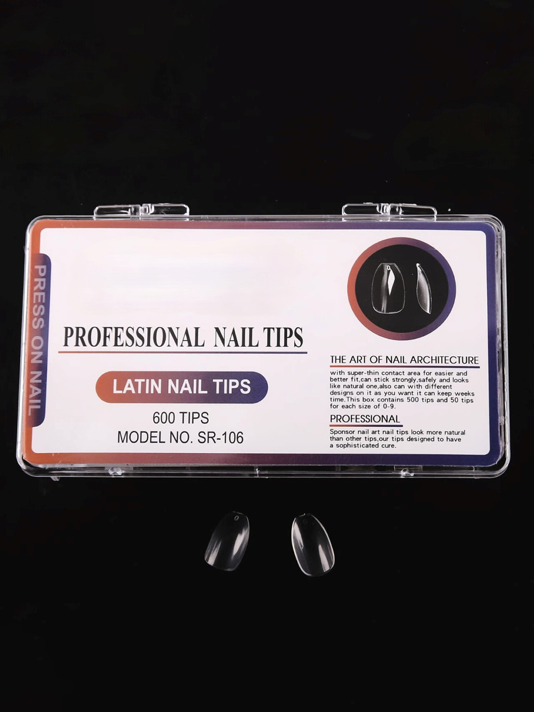 RANORE 600 Pcs Acrylic Press-On Latin Nail Extension Tips -Transparent