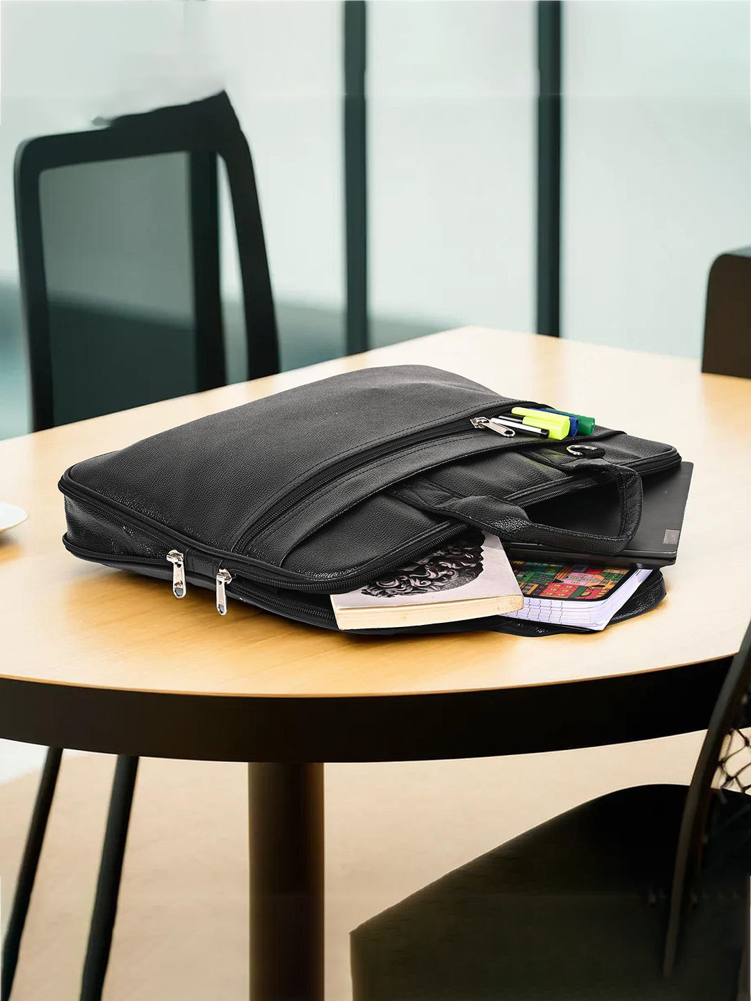 Kuber Industries Unisex Leather Laptop Padded Bag