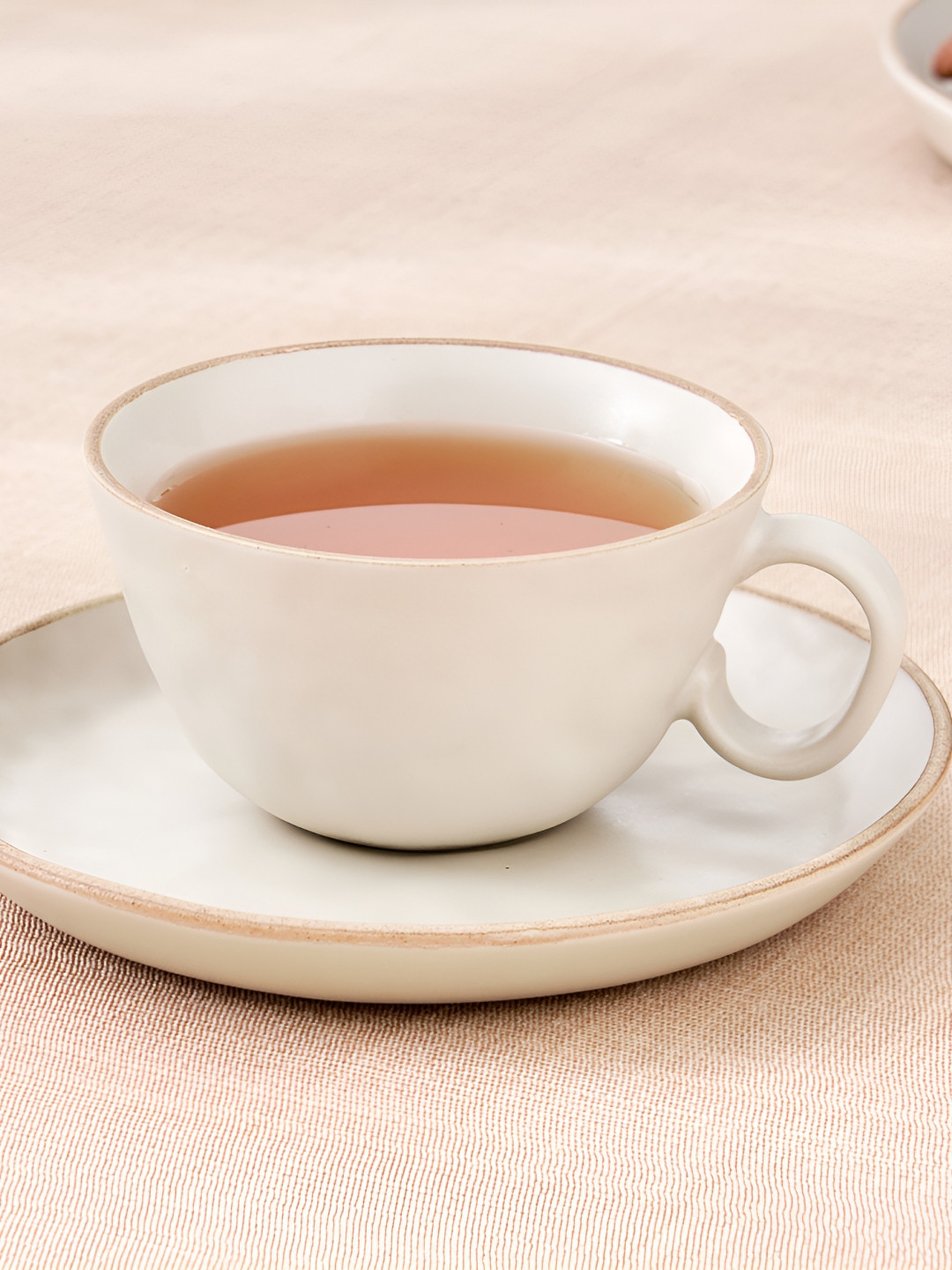 Home Centre Beige Stoneware Matte Cup & Saucer - 150ml