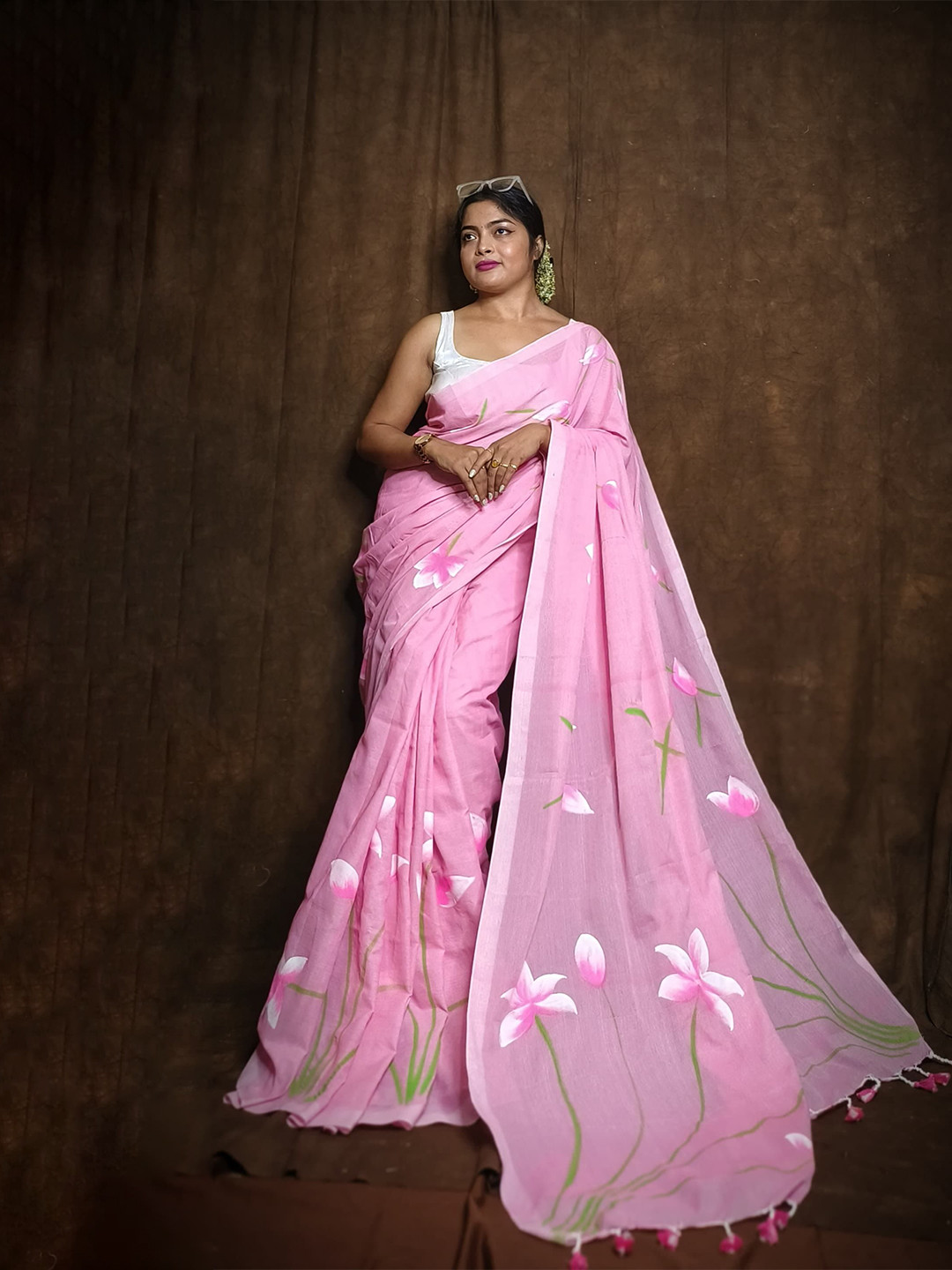 Ruuprekha Floral Printed Pure Cotton Khadi Saree