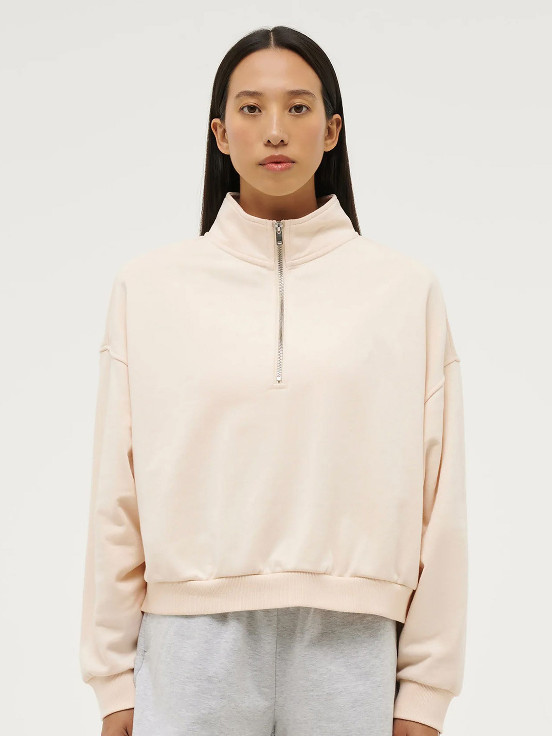 MISCHIEF MONKEY Women High Mock Collar Sweatshirt