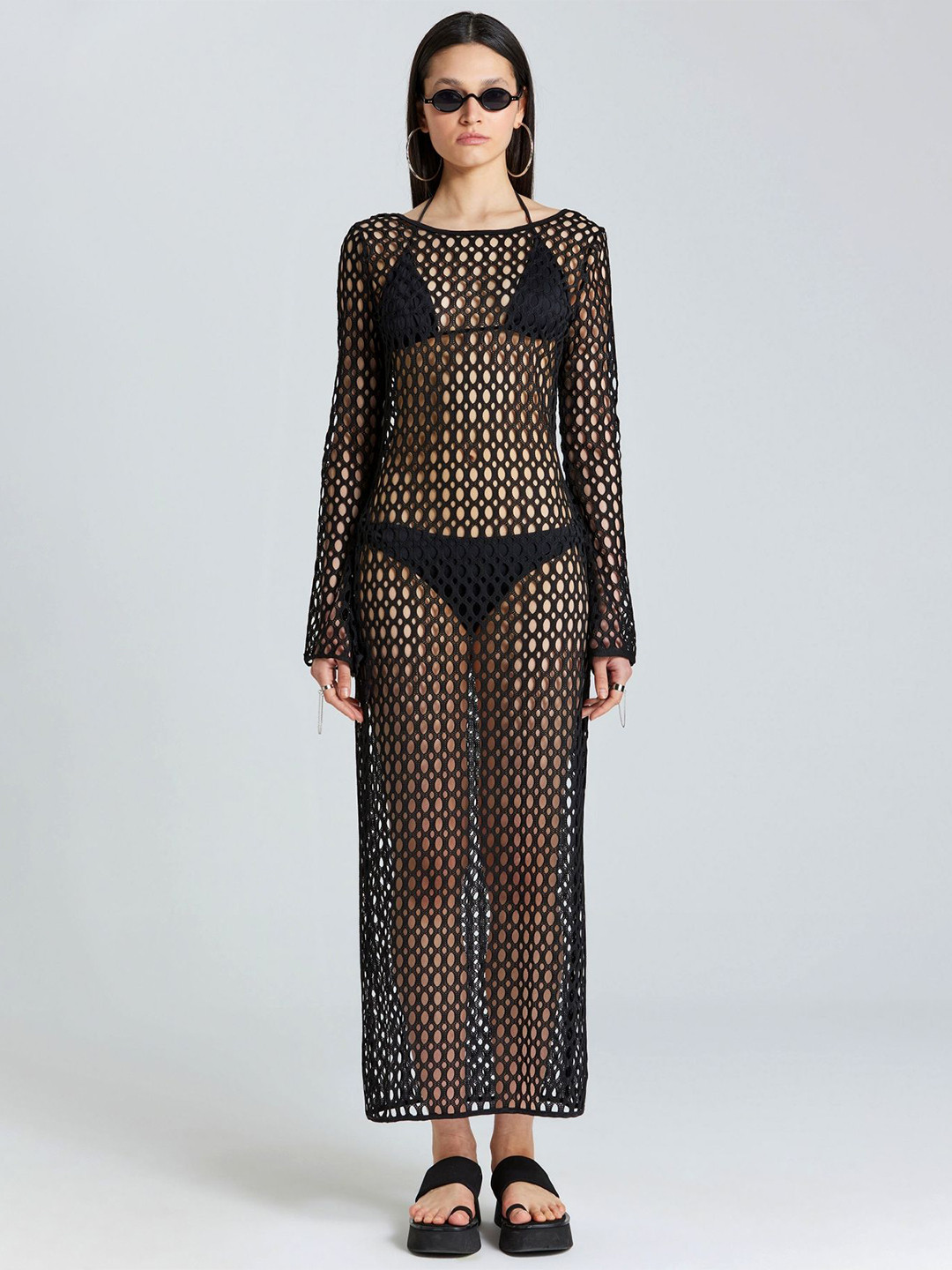 ZOMODA Sheath Sheer Midi Dress