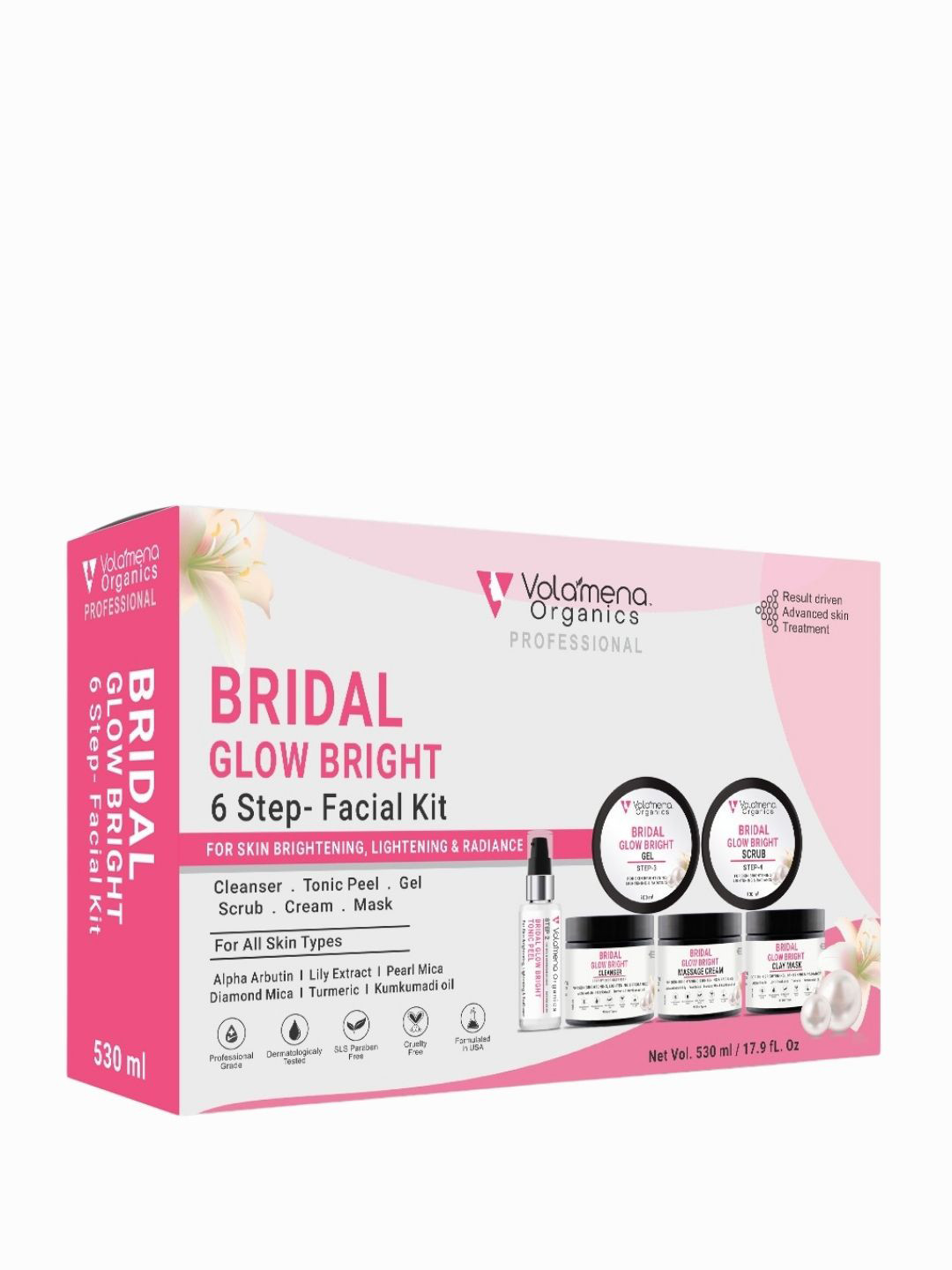Volamena Organics Bridal Glow Bright 6 Step Facial Kit 530 ml