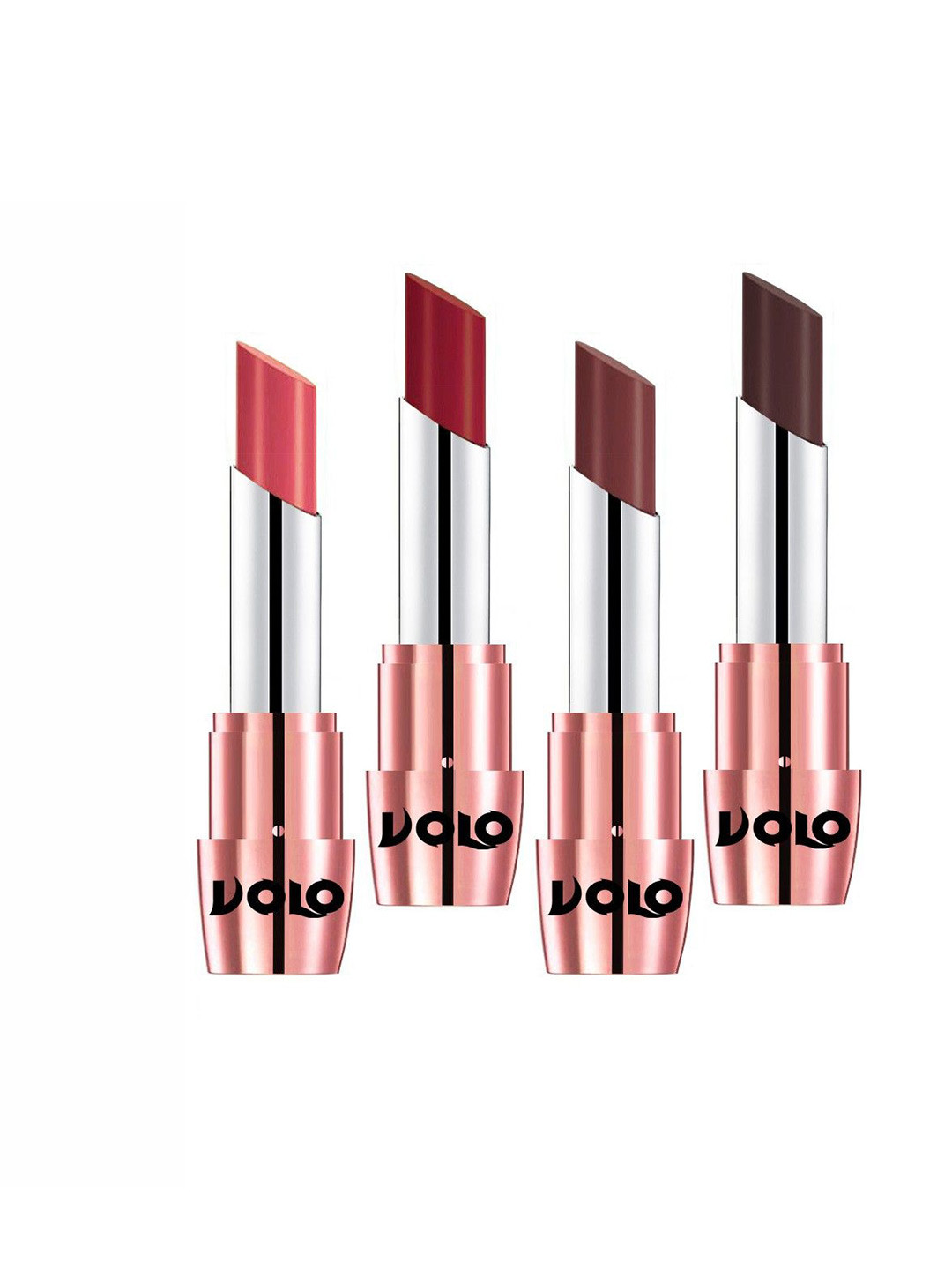 VOLO Set Of 4 Creme Matte Lipsticks - 3.5 g Each - Red-Coffee-Dark Peach-Chocolate