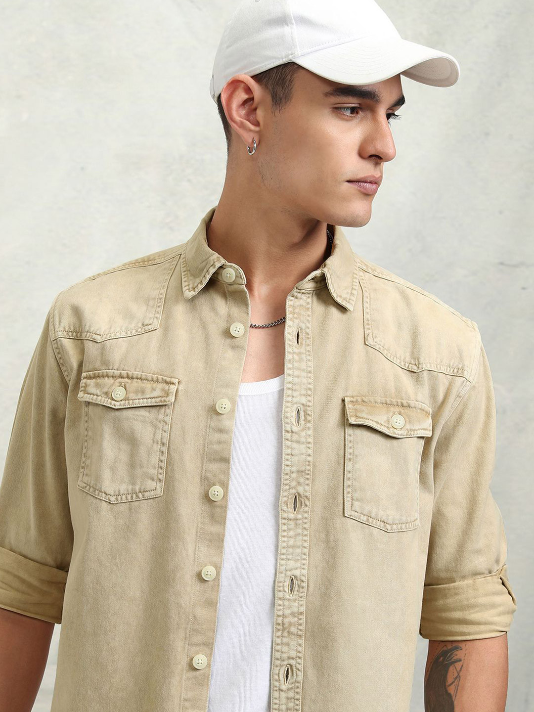 HIGHLANDER Men Oversized Utility Pockets Shirt