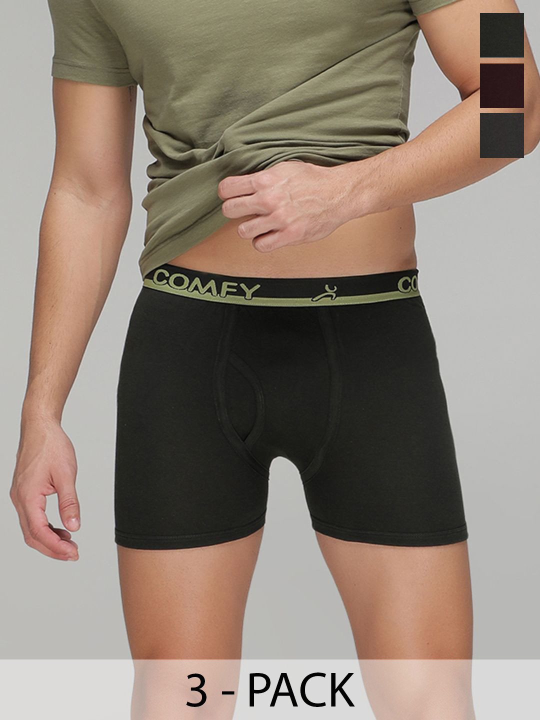AMUL COMFY Pack Of 3 Pure Cotton Trunks AC-PCLTROE-MULTI-XS-3PC