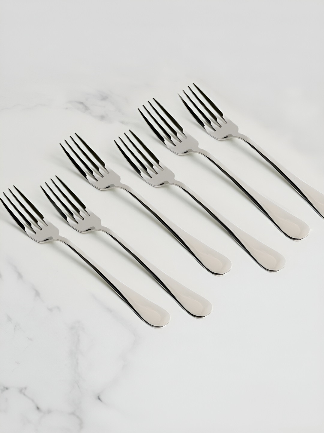 MEYER Silver Toned 6 Pieces High Gloss Stainless Steel Dinner Forks
