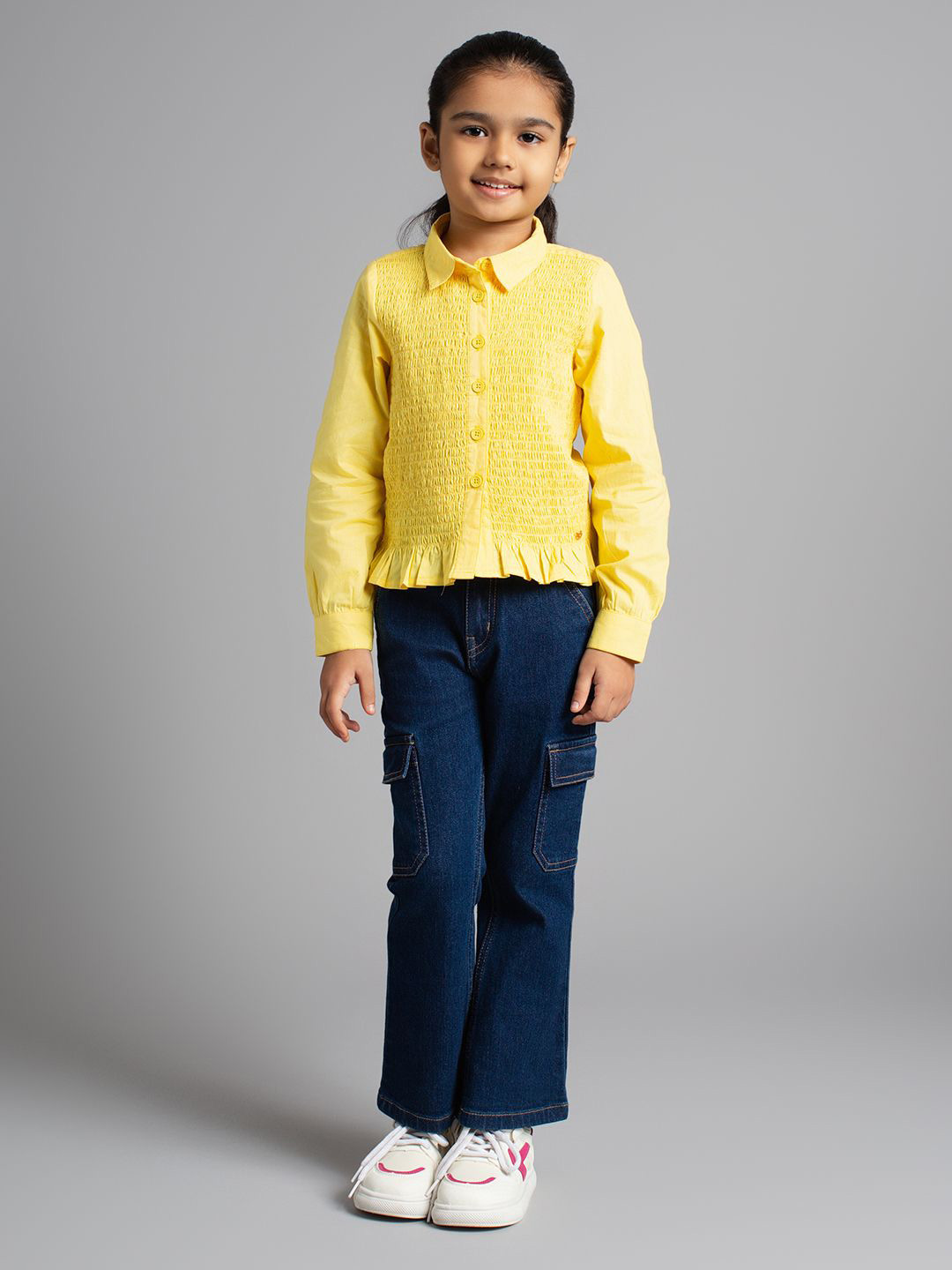 Ed-a-Mamma Girls Smocked Detail Casual Shirt