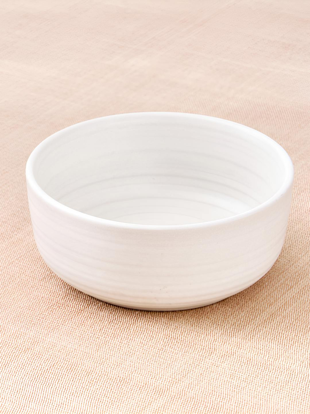 Home Centre Natura Albus White Stoneware Matte Serving Bowl 210ml