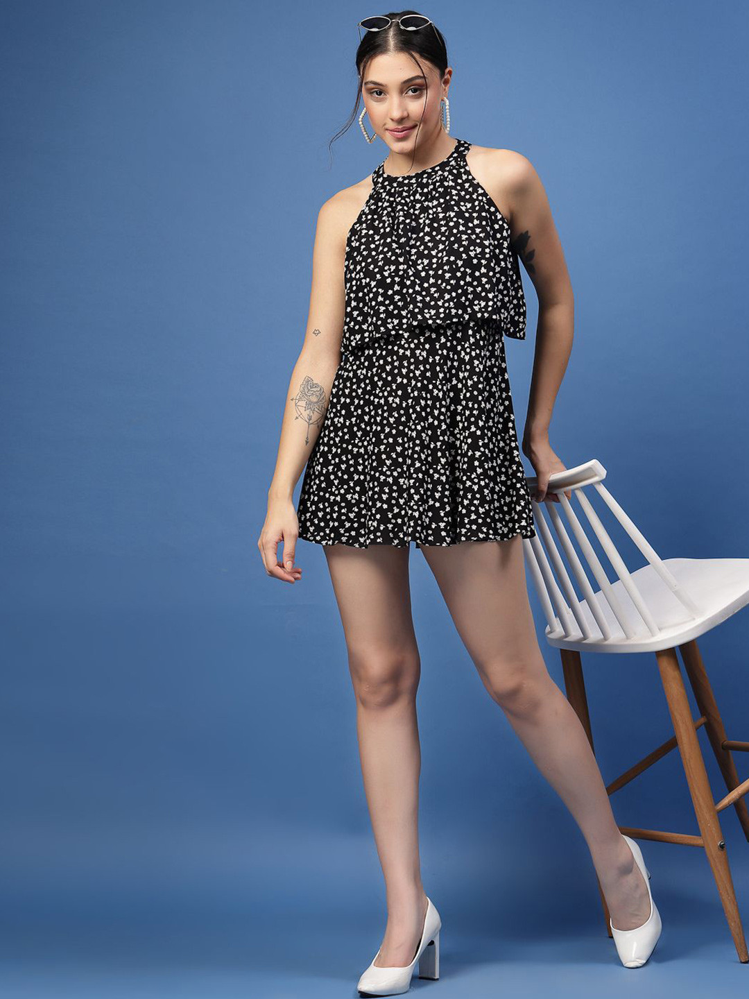 DAEVISH Women Halter Neck Short Dress