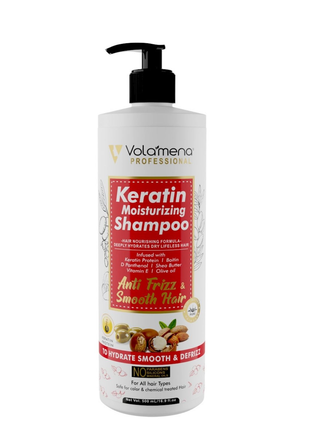 Volamena Anti Frizz Keratin Moisturizing Shampoo- 500ml