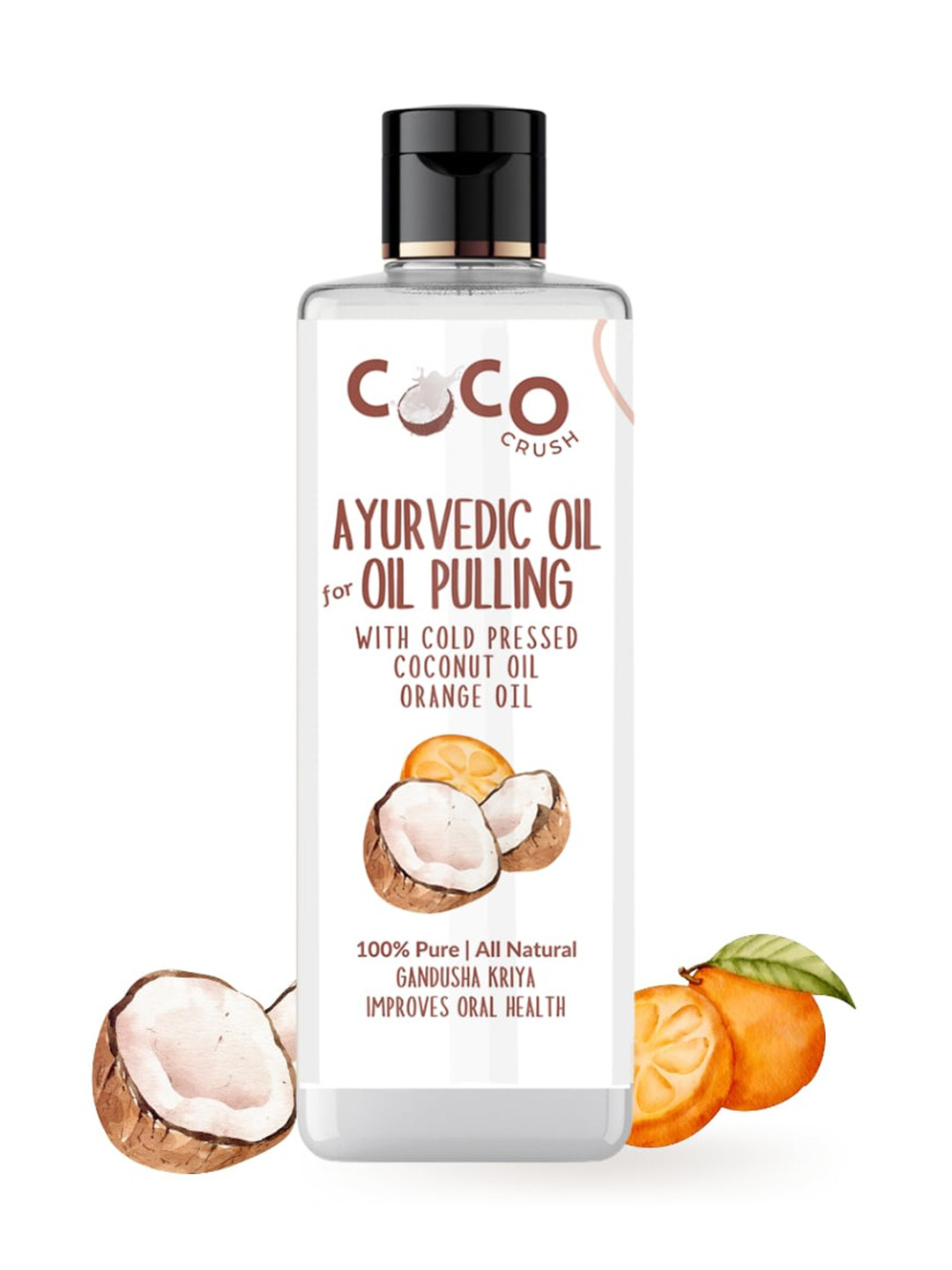 Coco Crush Ayurvedic Coconut Oil For Oil Pulling Infused With Orange Oil-200ml