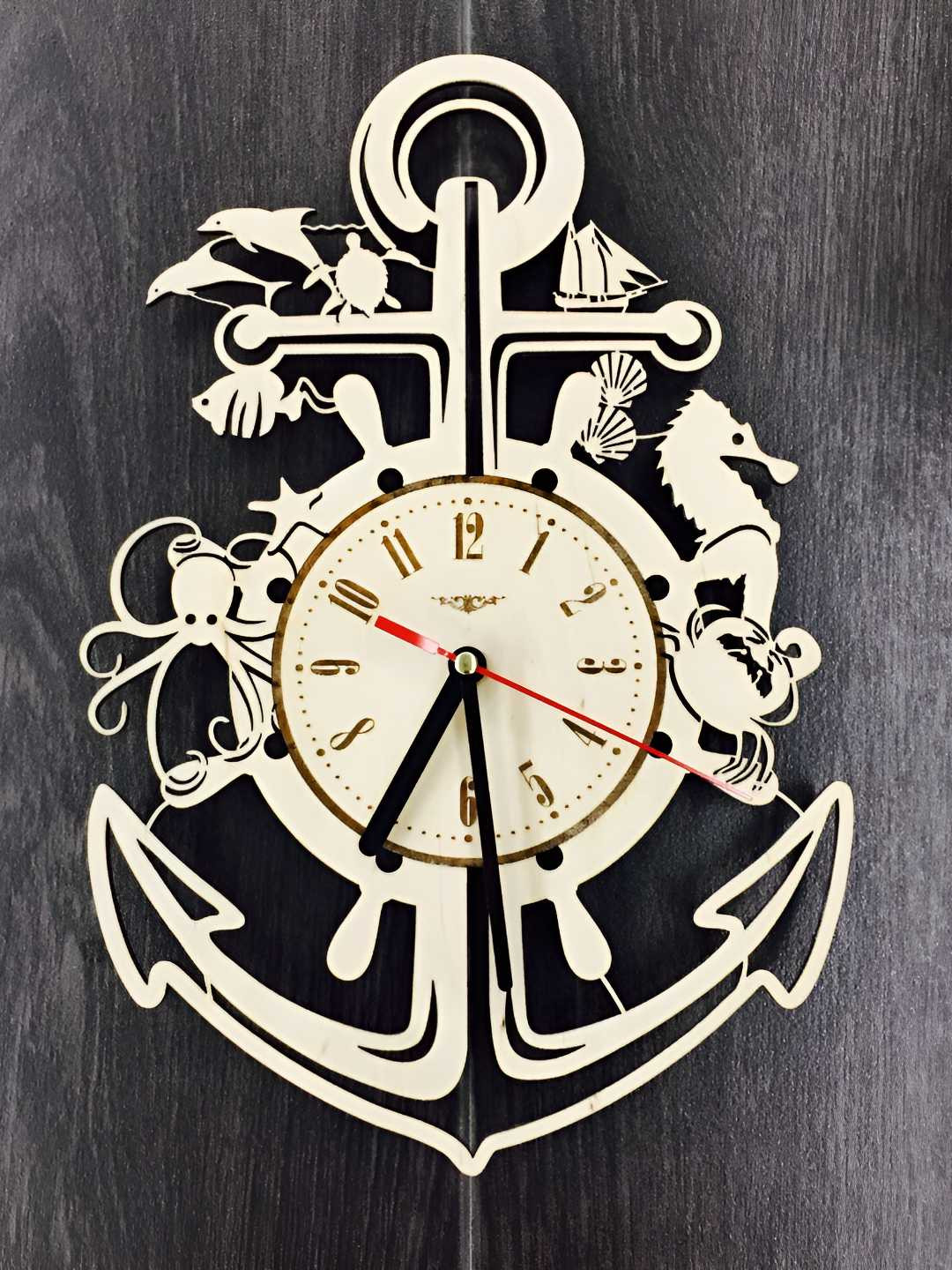 QEZNEF Beige Wood Large Display Abstract Battery Analogue Wall Clock