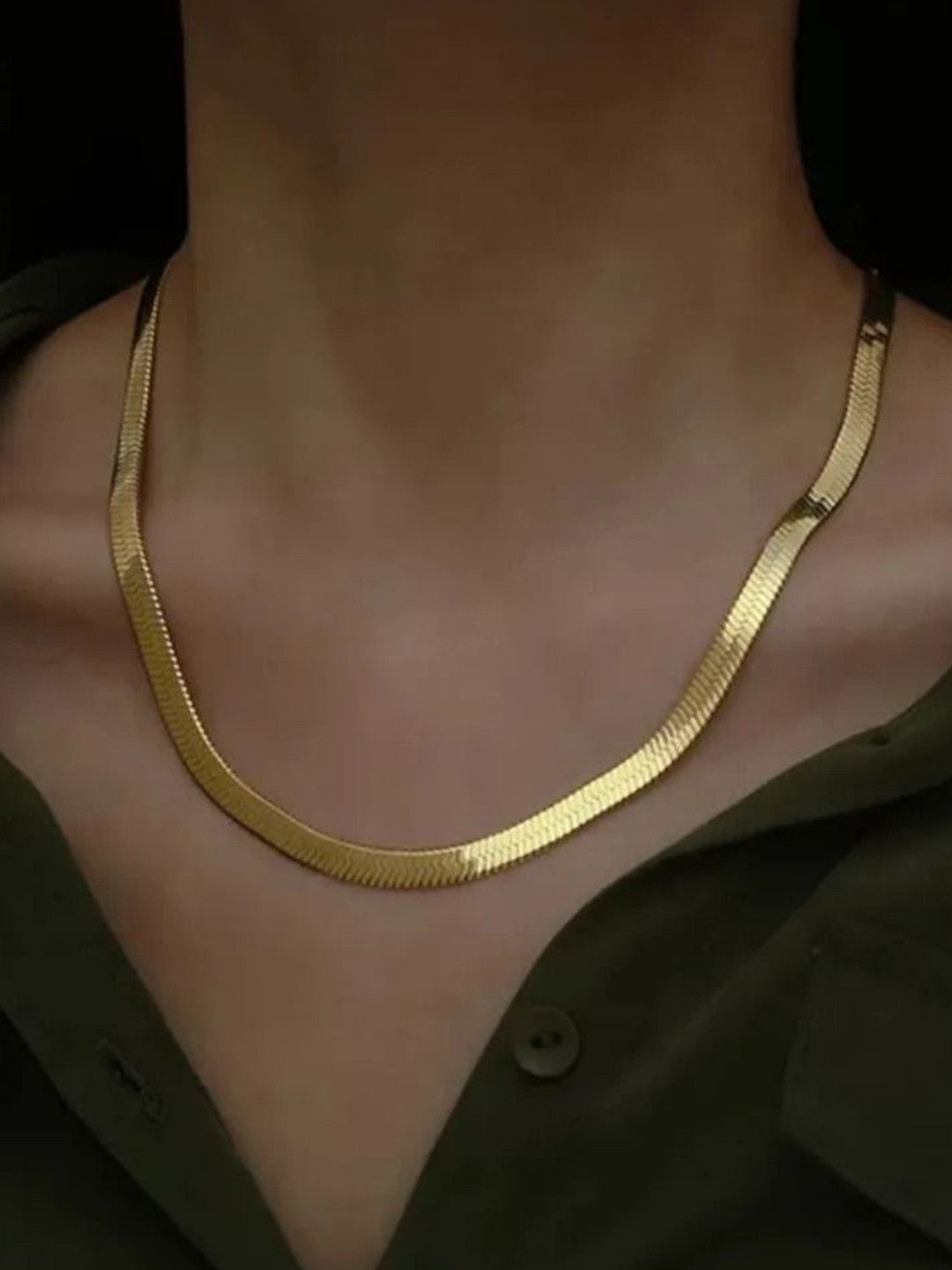 V FASHION JEWELLERY Stainless Steel Gold-Plated Thick Chain