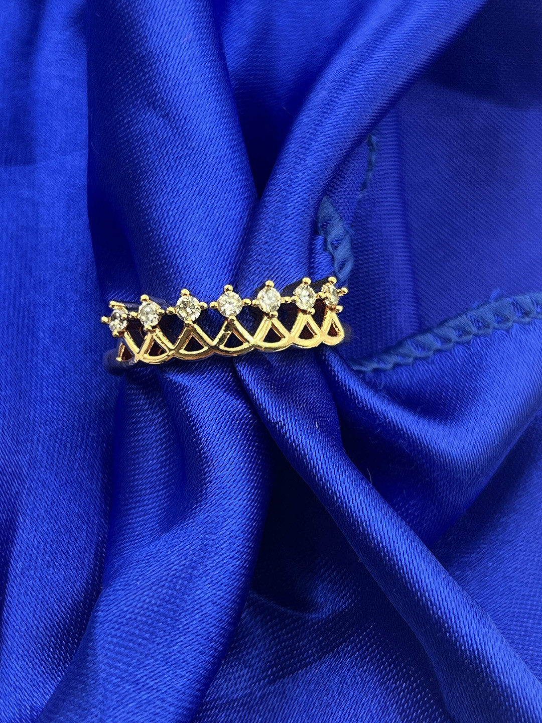 DRAMATIC EFFECT Rose Gold Plated  Stone-Studded Adjustable Finger Ring