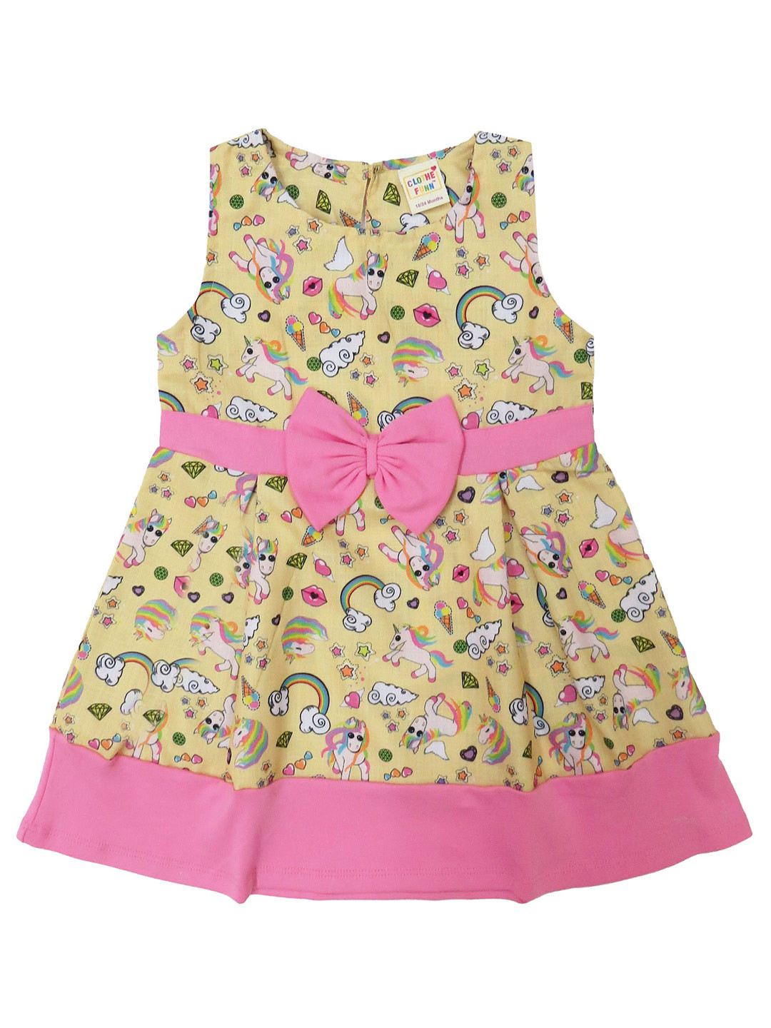 Clothe Funn Girls Conversational Printed Fit and Flare Dress