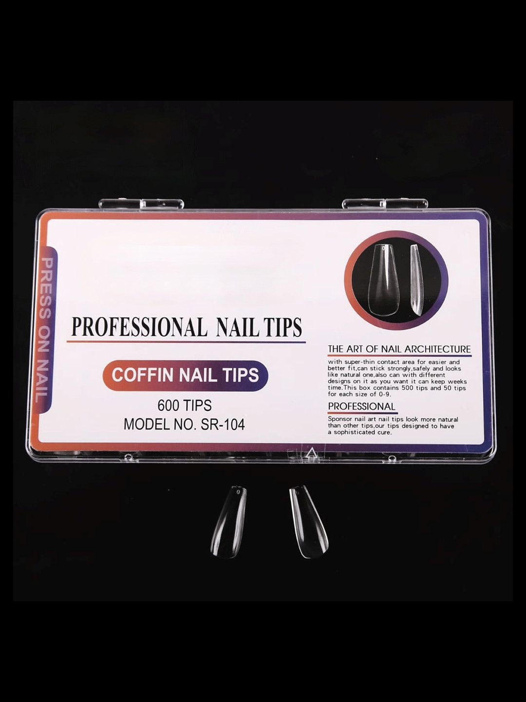 RANORE 600 Pcs Acrylic Coffin Press-On Nail Extension Tips - Transparent