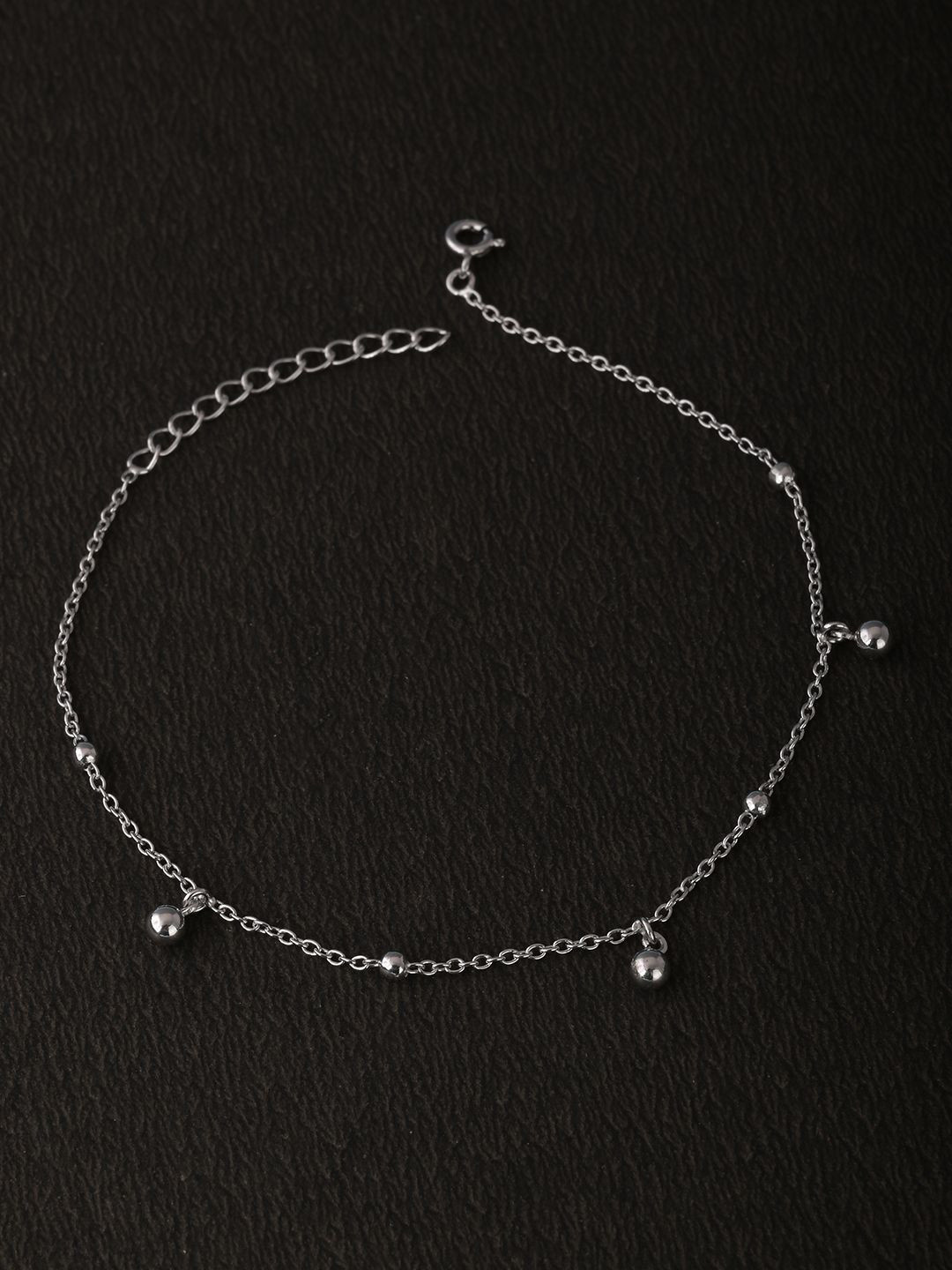 Whitehathi Silver Plated 92.5 Sterling Silver Dangle Beads Anklet