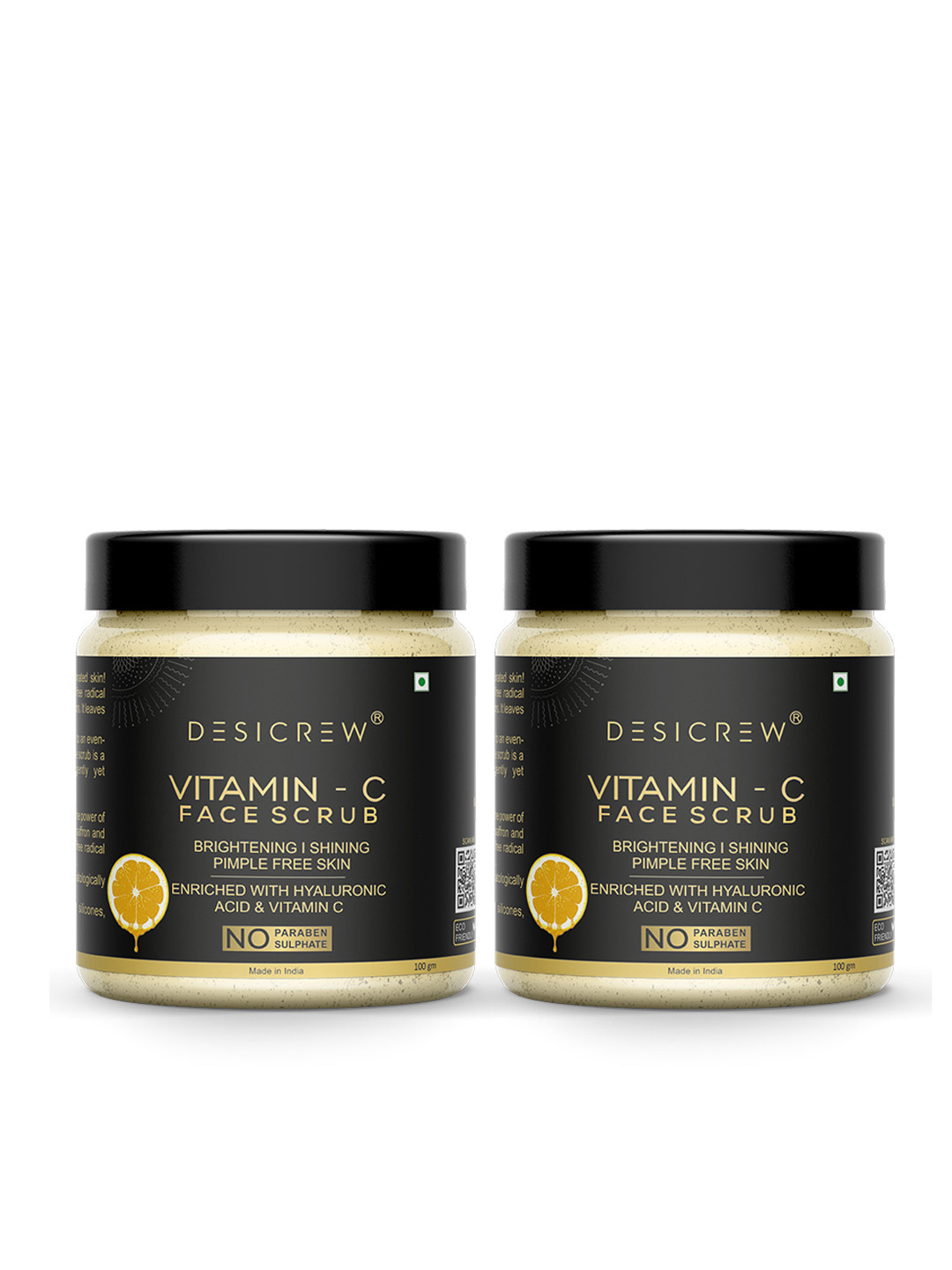 Desi Crew Set Of 2 Vitamin C Face Scrub With Hyaluronic Acid 100 g Each