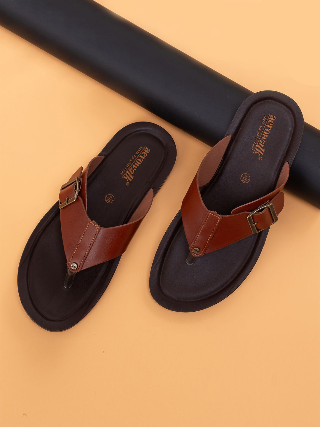 Aerowalk Men Slippers Round Toe Comfort Sandals