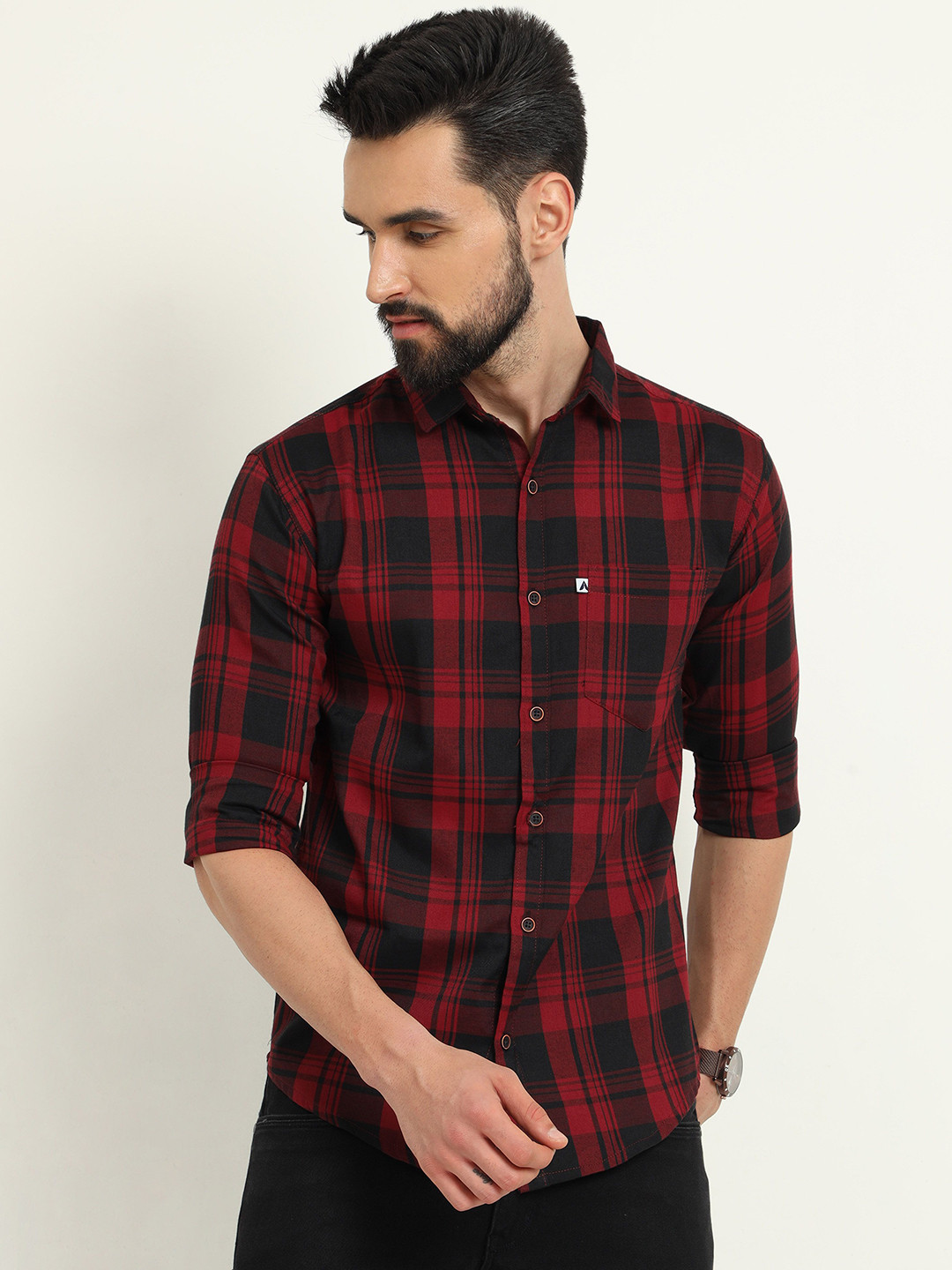 ALLWIN PAUL Men Comfort Opaque Checked Cotton Casual Shirt