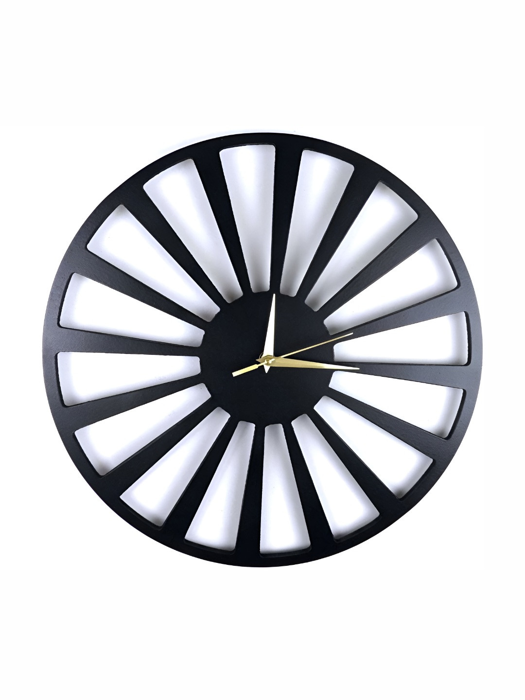 QEZNEF Black Contemporary Analouge Woden Wall Clock