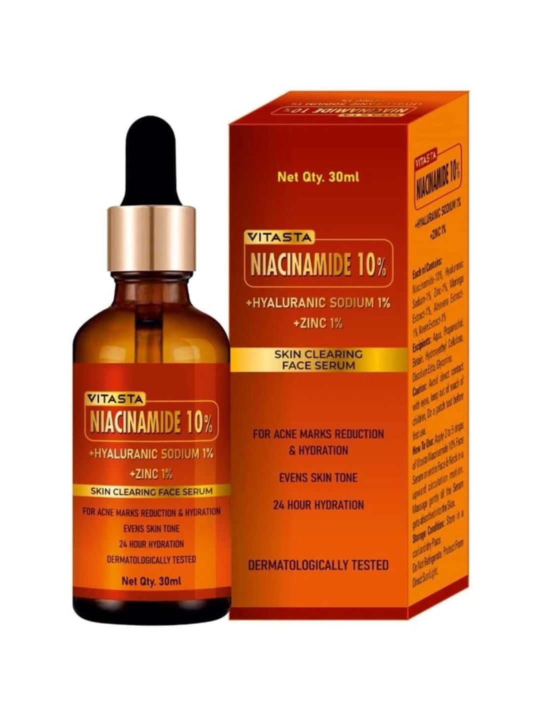 VITASTA Niacinamide 10% + Hyaluranic Acid 1% + Zinc 1% Skin Clearing Face Serum-30ml