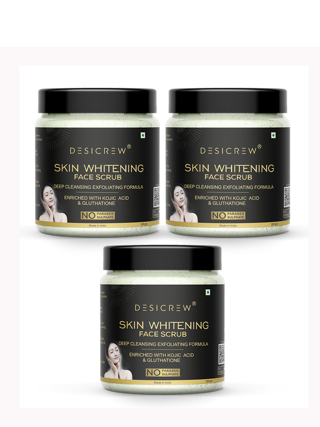 Desi Crew Set Of 3 Skin Whitening Scrub -100g Each