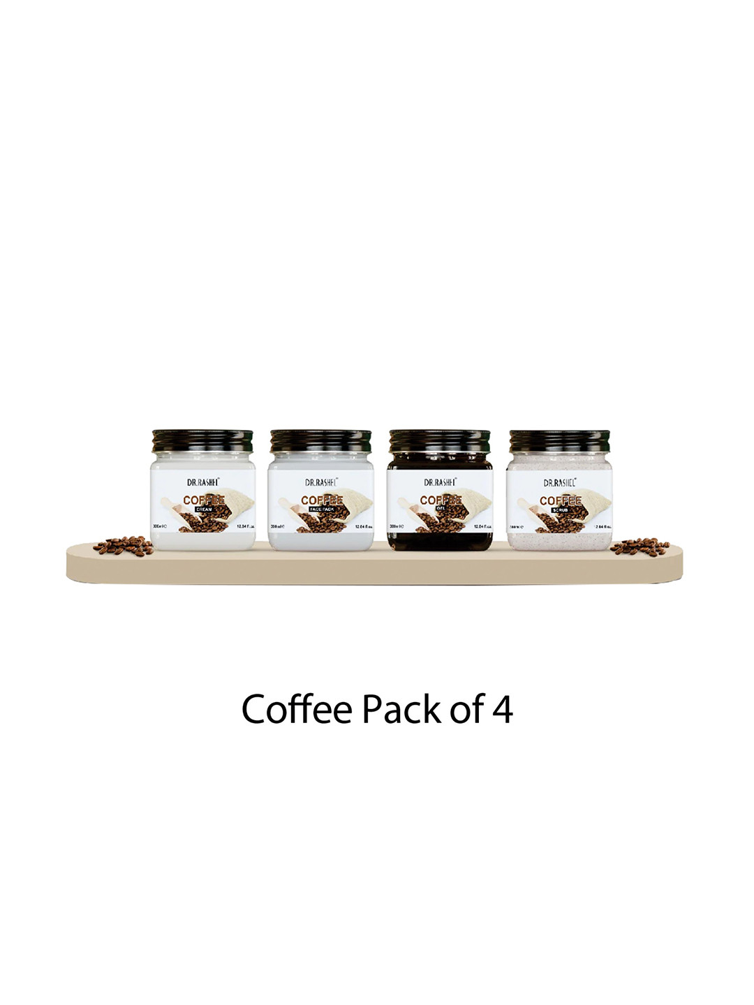 DR.RASHEL Set Of 4 Coffee Cream, Face Pack, Gel & Scrub 380 ml Each