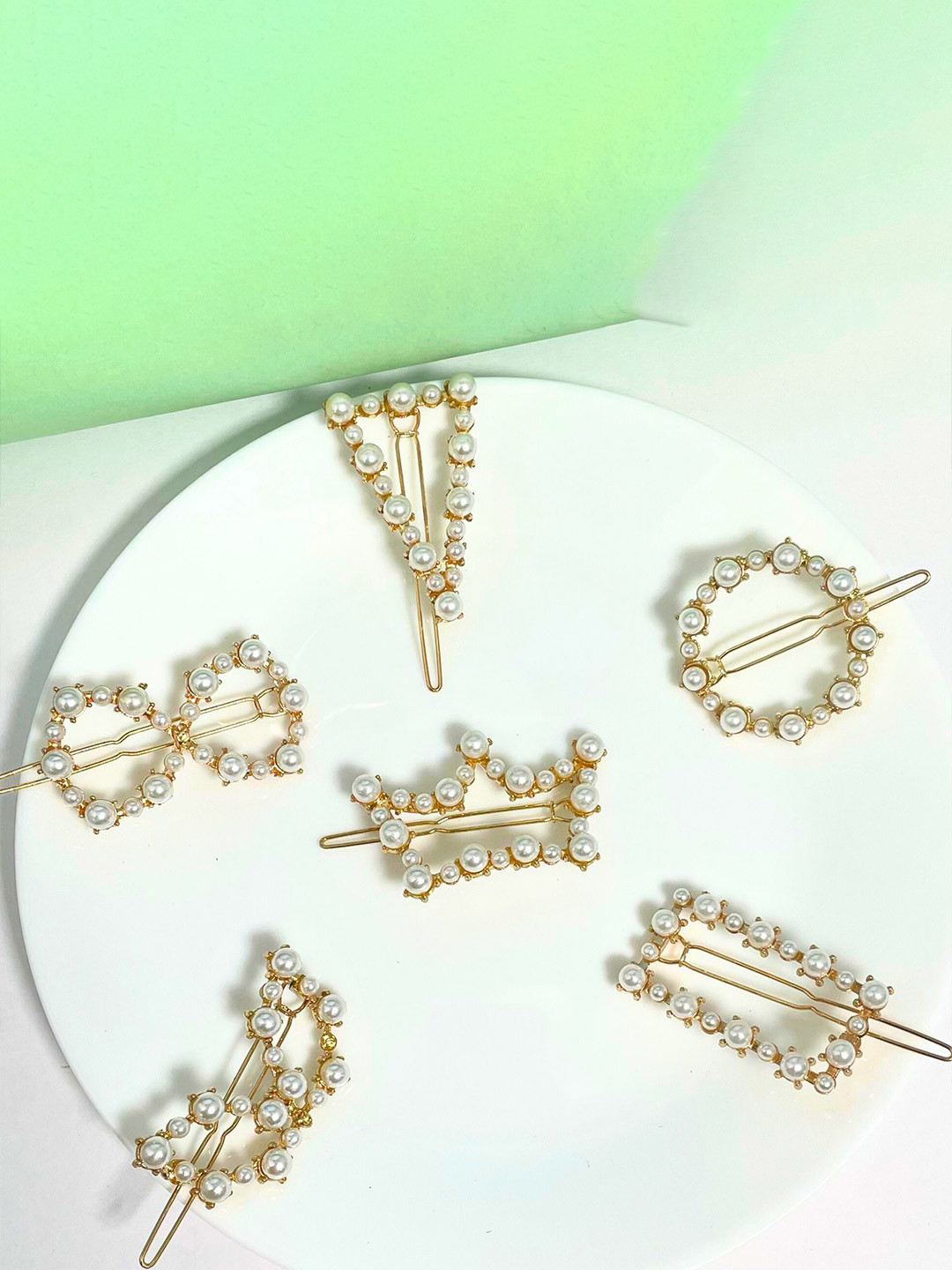 MANSIYAORANGE Set Of 6 Women Embellished French Barrette