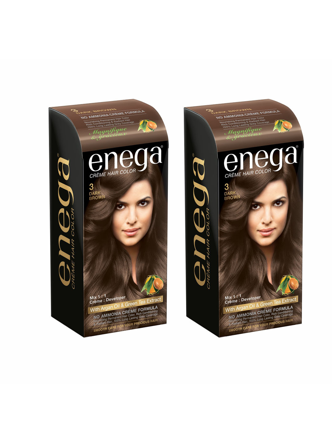 Enega Set Of 2 No Ammonia Hair Colour- 150ml - Dark Brown