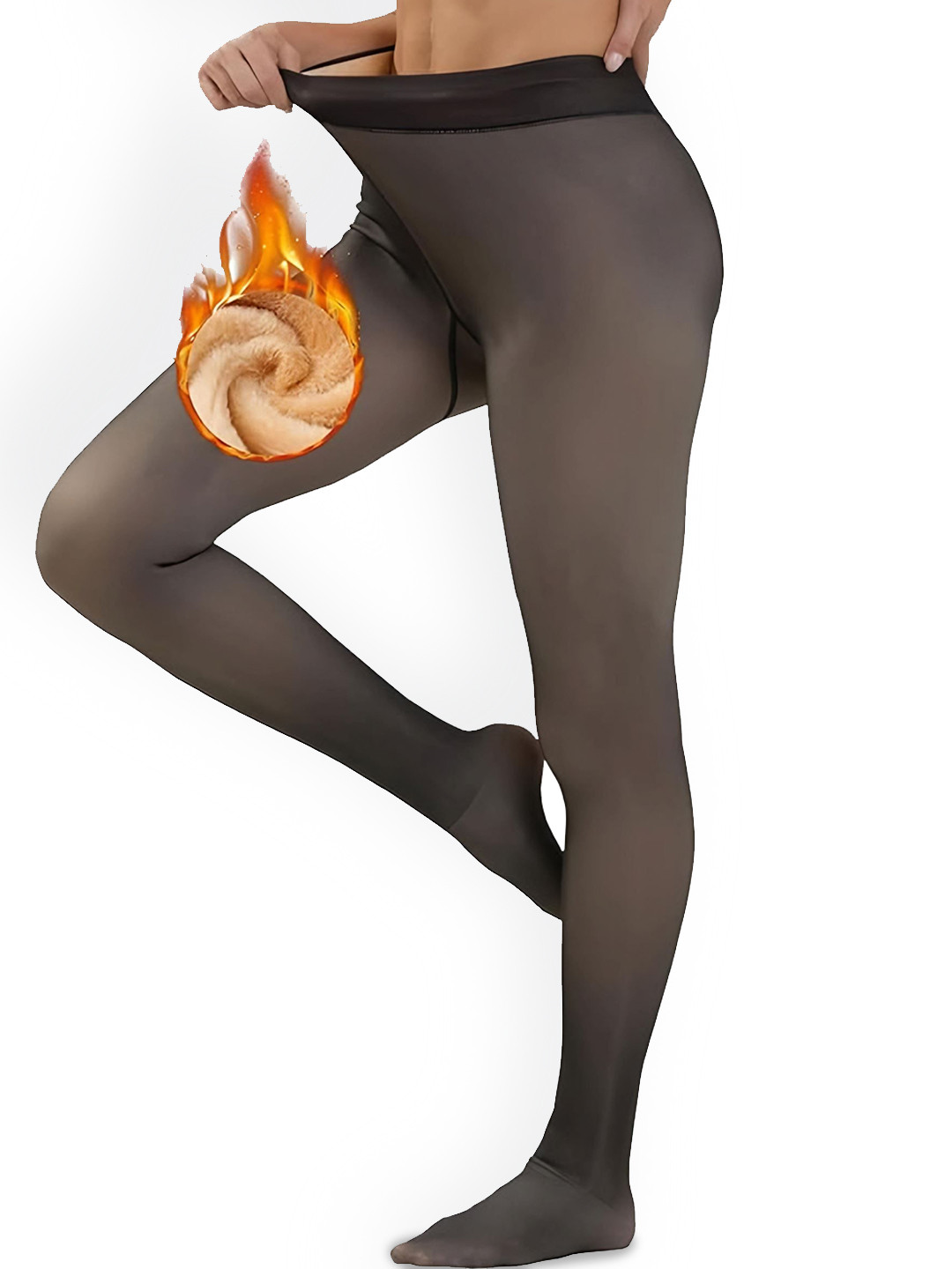 DUNBERRY LONDON Women Dual Tone Skin Effect High Waist Stretchy Winter Thermal Bottoms