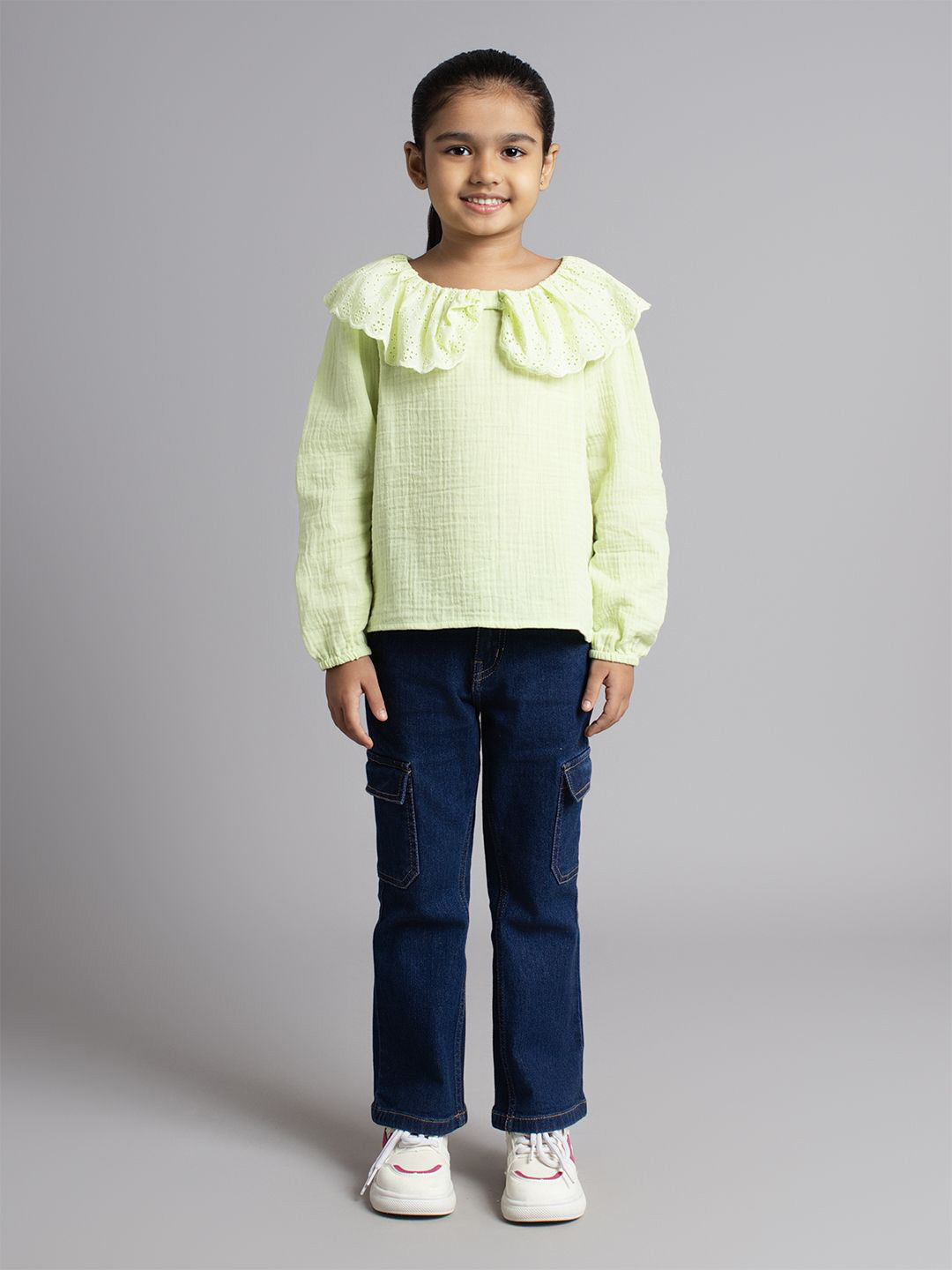 Ed-a-Mamma Girls Peter Pan Collar Cotton Top