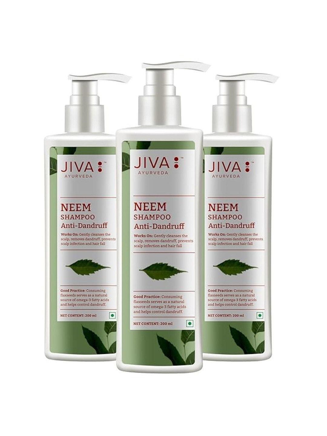 Jiva Set Of 3 Neem Shampoo For Dandruff & Nourishes The Hair - 200ml Each