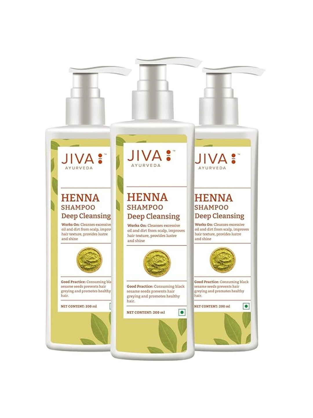 Jiva Set Of 3 Ayurveda Henna Shampoo For Strong Hair 200 ml Each